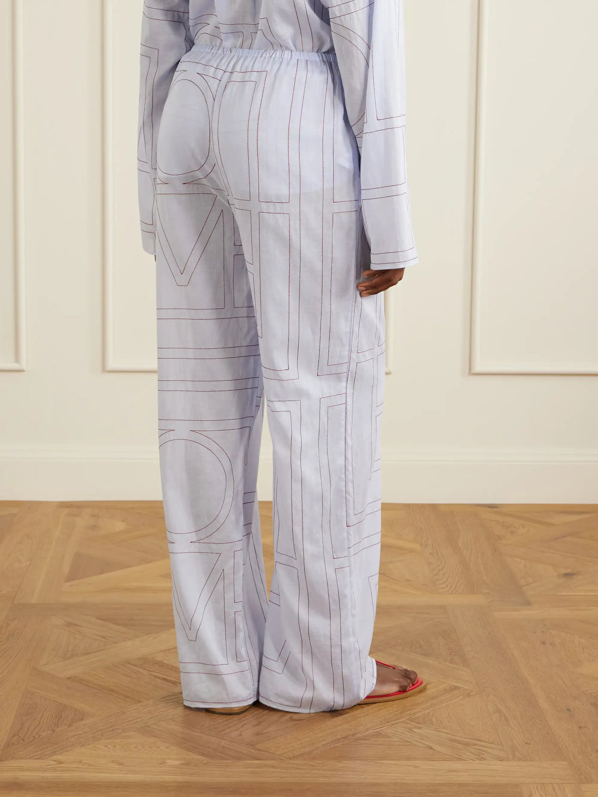 Embroidered Lyocell And Cotton-blend Wide-leg Pajama Pants