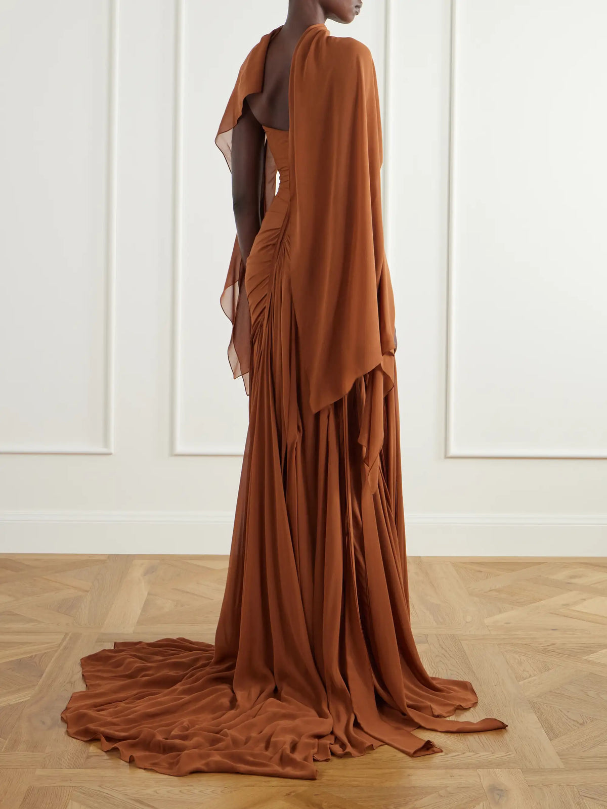 Marmar Halim Scarf-detailed Georgette Gown