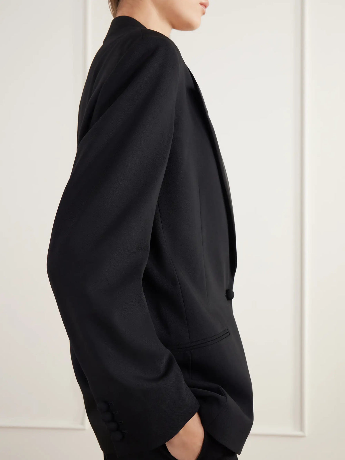 The Row Jona Satin-trimmed Wool-gabardine Blazer