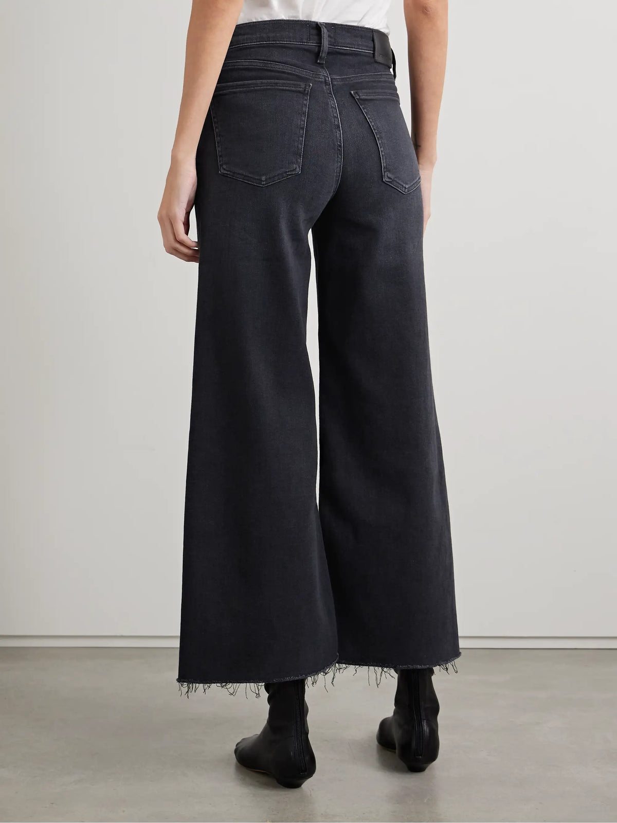 Lyra Frayed Cropped High-rise Wide-leg Jeans