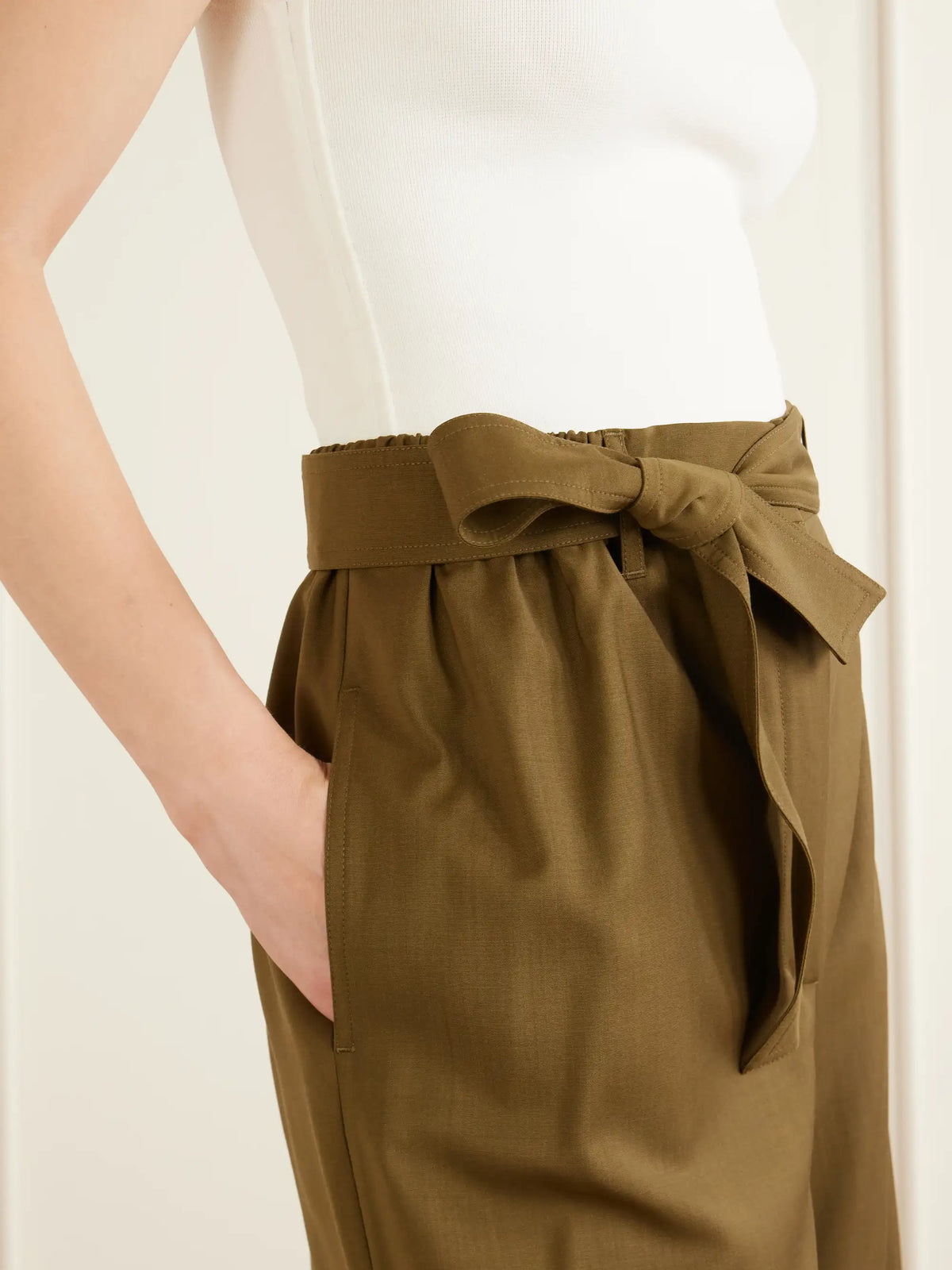 Editto Belted Wool Grain De Poudre Wide-leg Pants