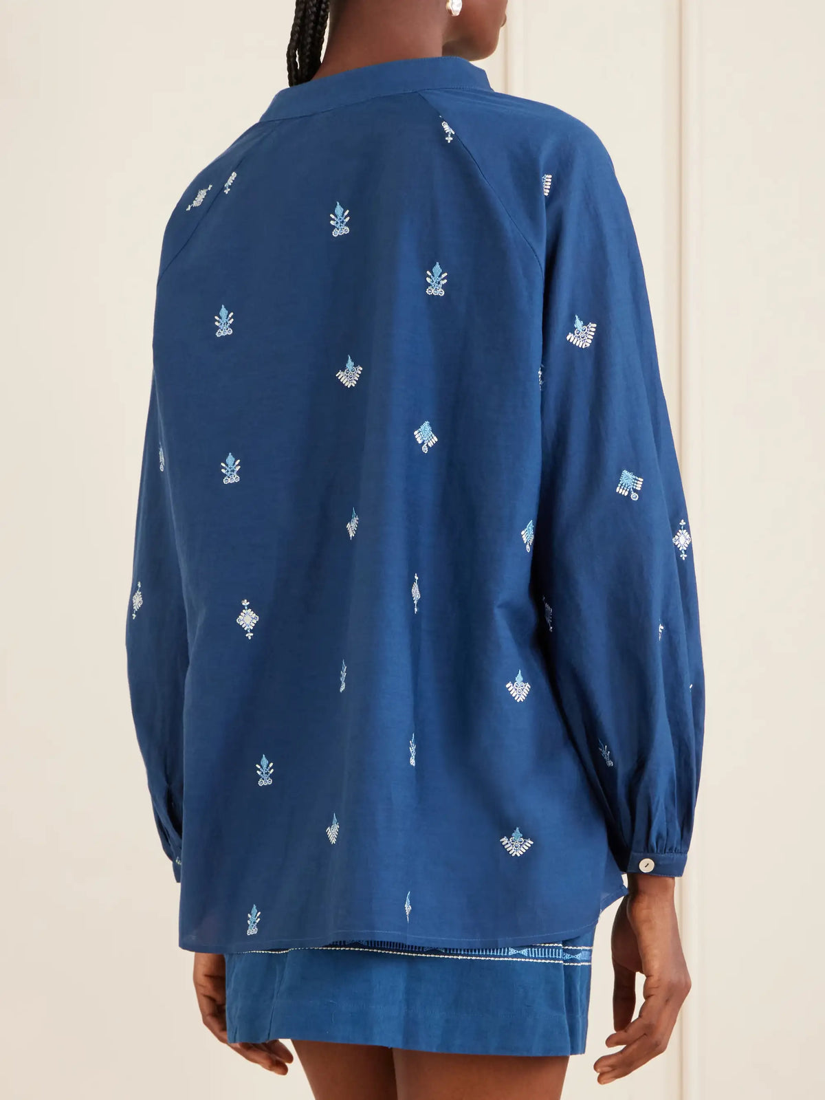 Emporio Sirenuse Ilizia Embroidered Cotton And Silk-blend Blouse