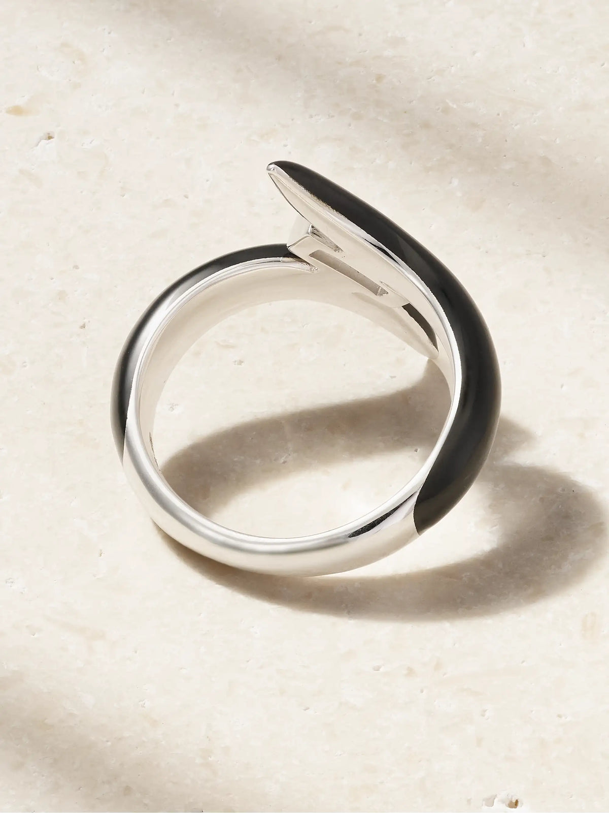 Oui 18-karat White Gold, Diamond And Enamel Ring