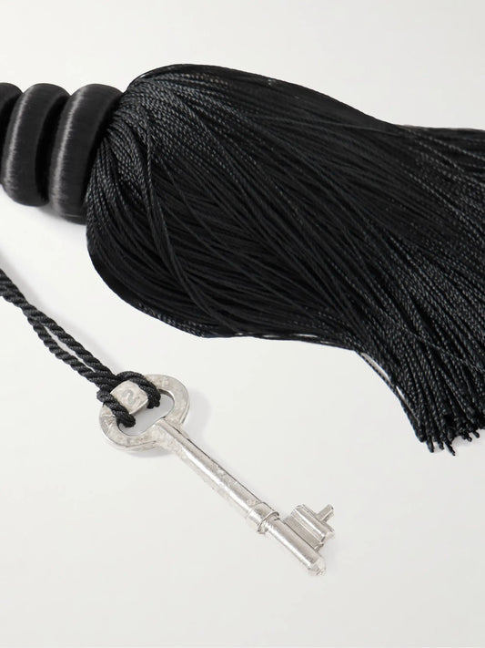 Tasseled Satin And Silver Bag Charm