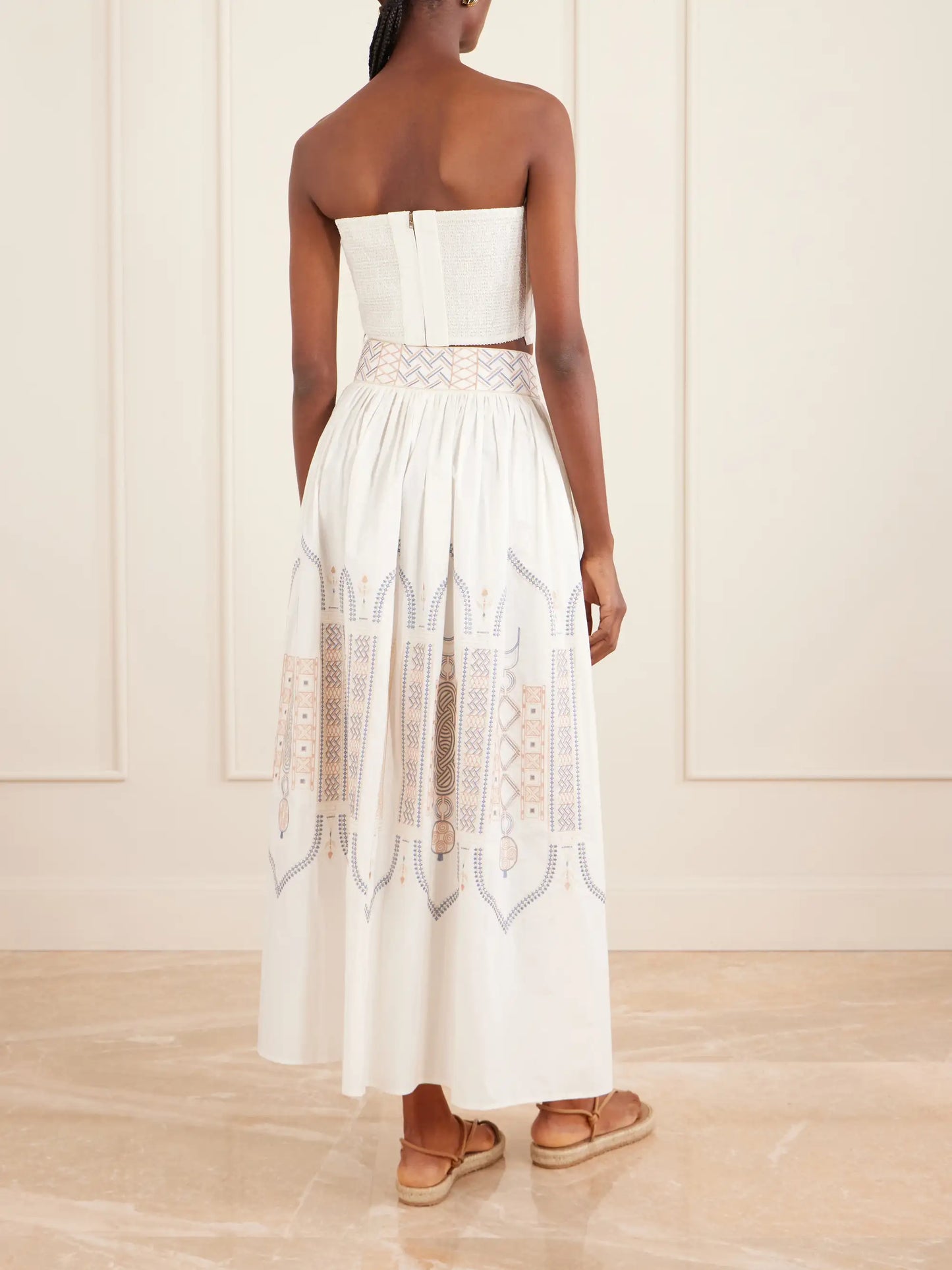 Ombretta Embroidered Cotton-blend Poplin Midi Skirt