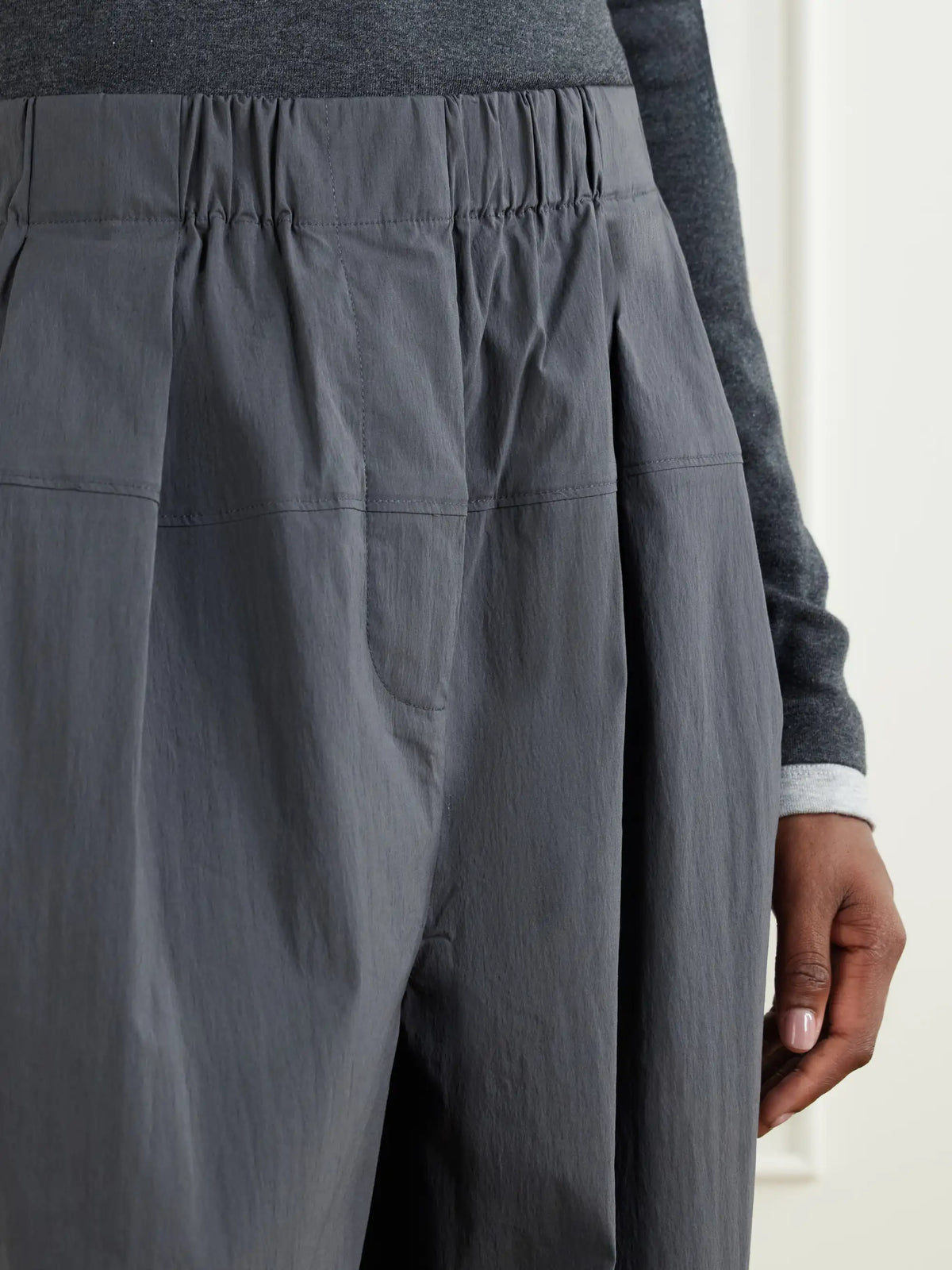 ST. AGNI Pleated Cotton-blend Shell Wide-leg Pants