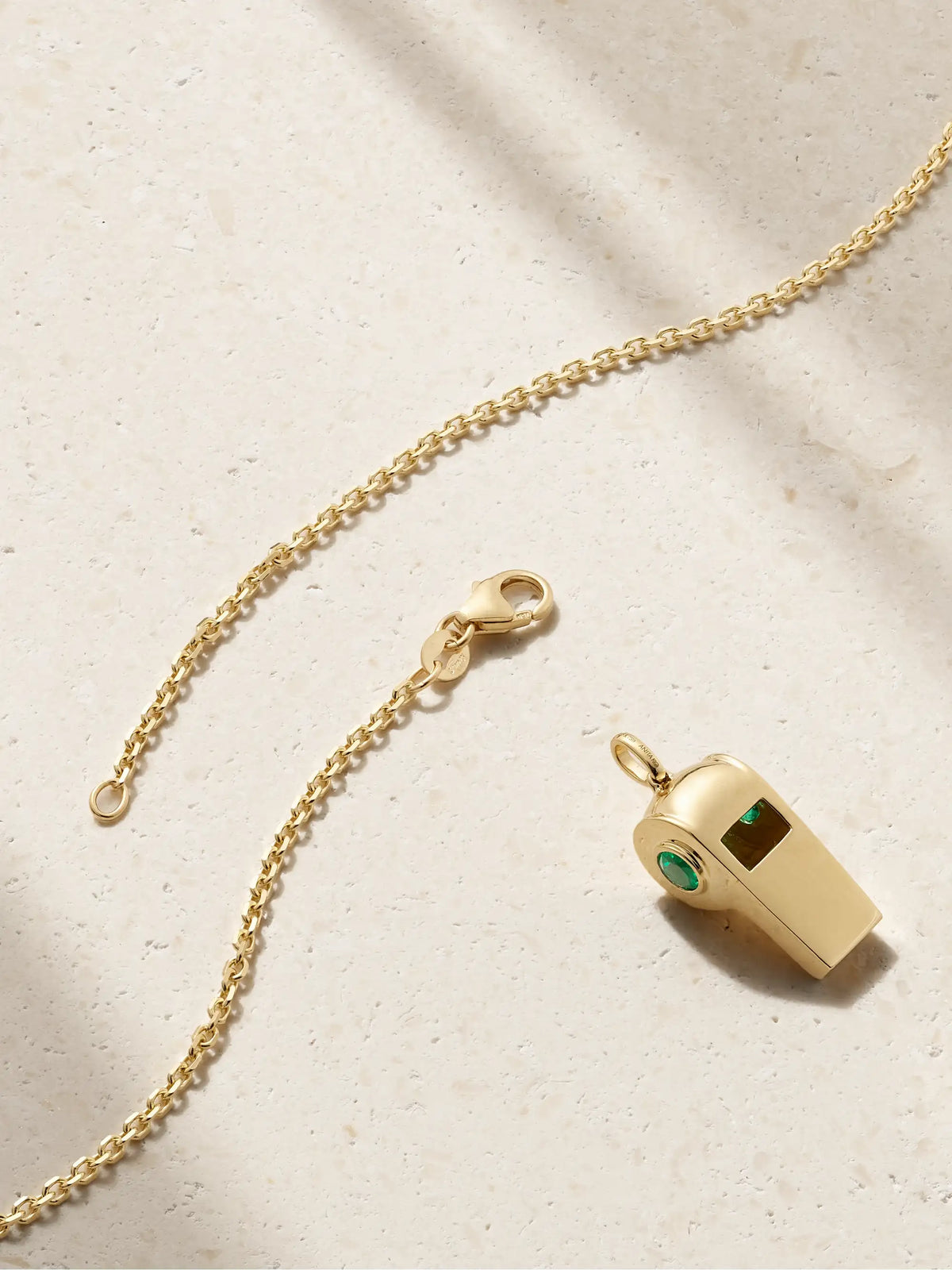 Baby Whistle 18-karat Gold Emerald Necklace