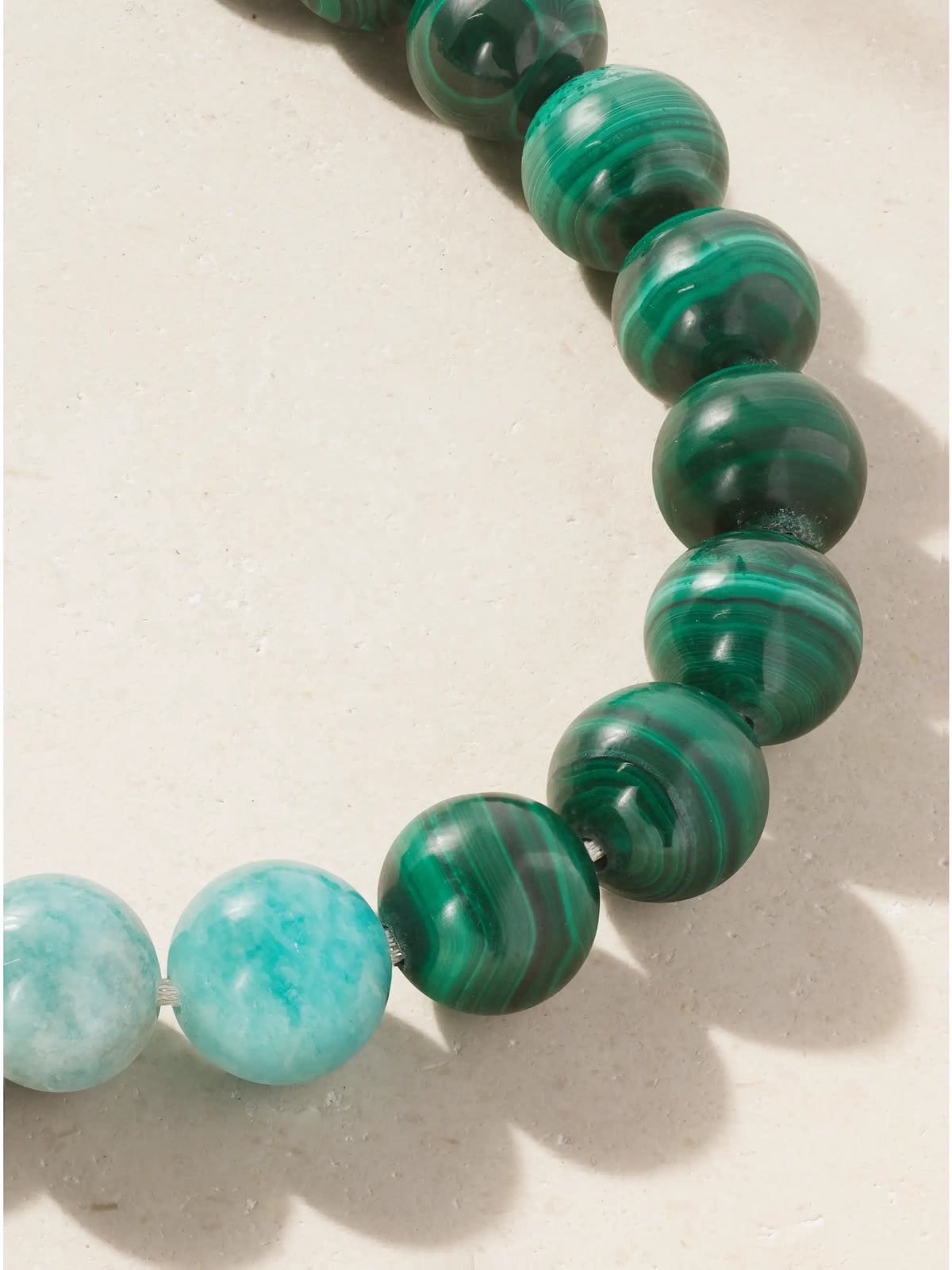 Bowery Downtown 18-karat Gold, Malachite, Amazonite And Lurex Necklace