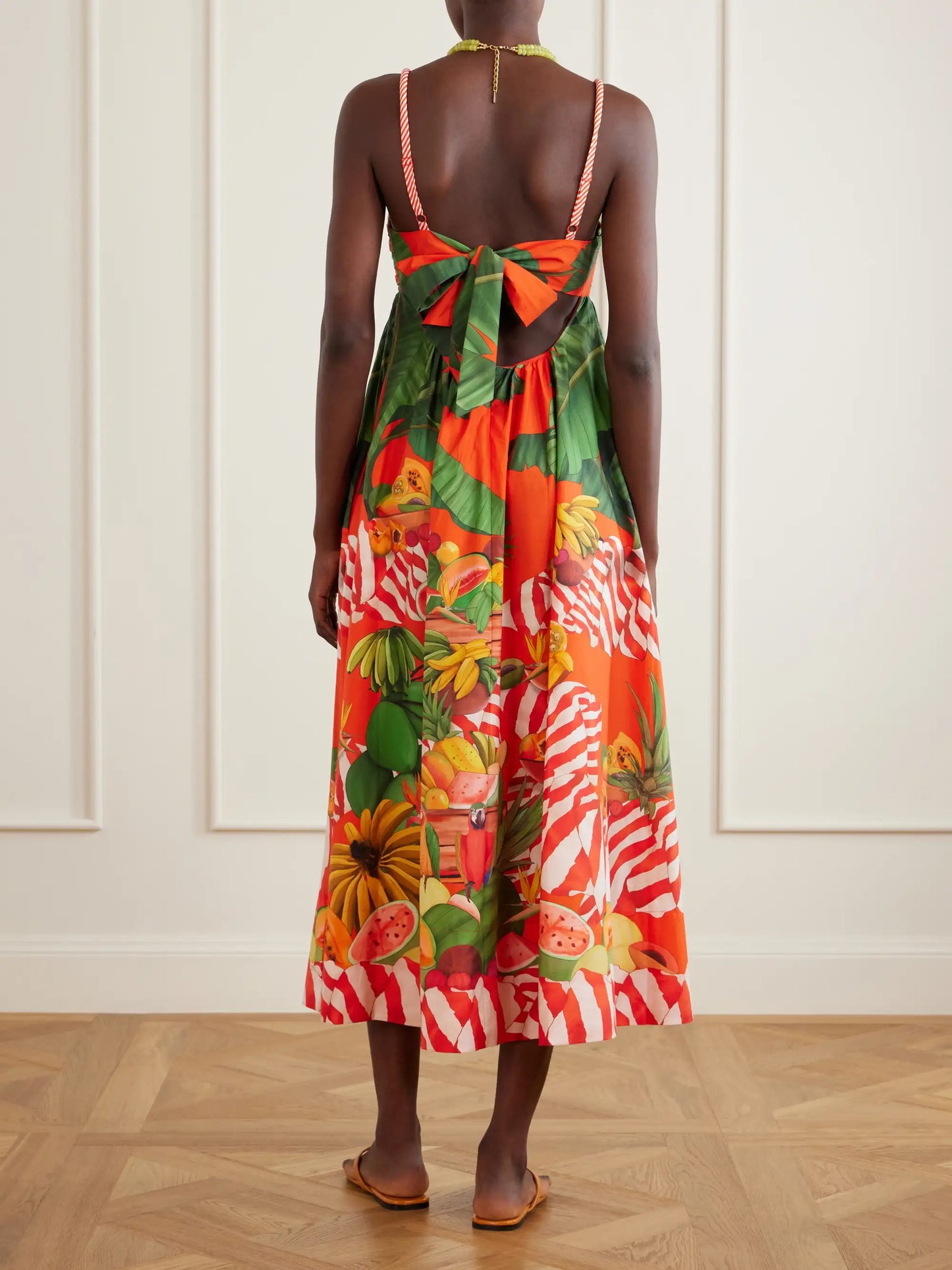 Fruit Trolley Printed Cotton Midi Dress