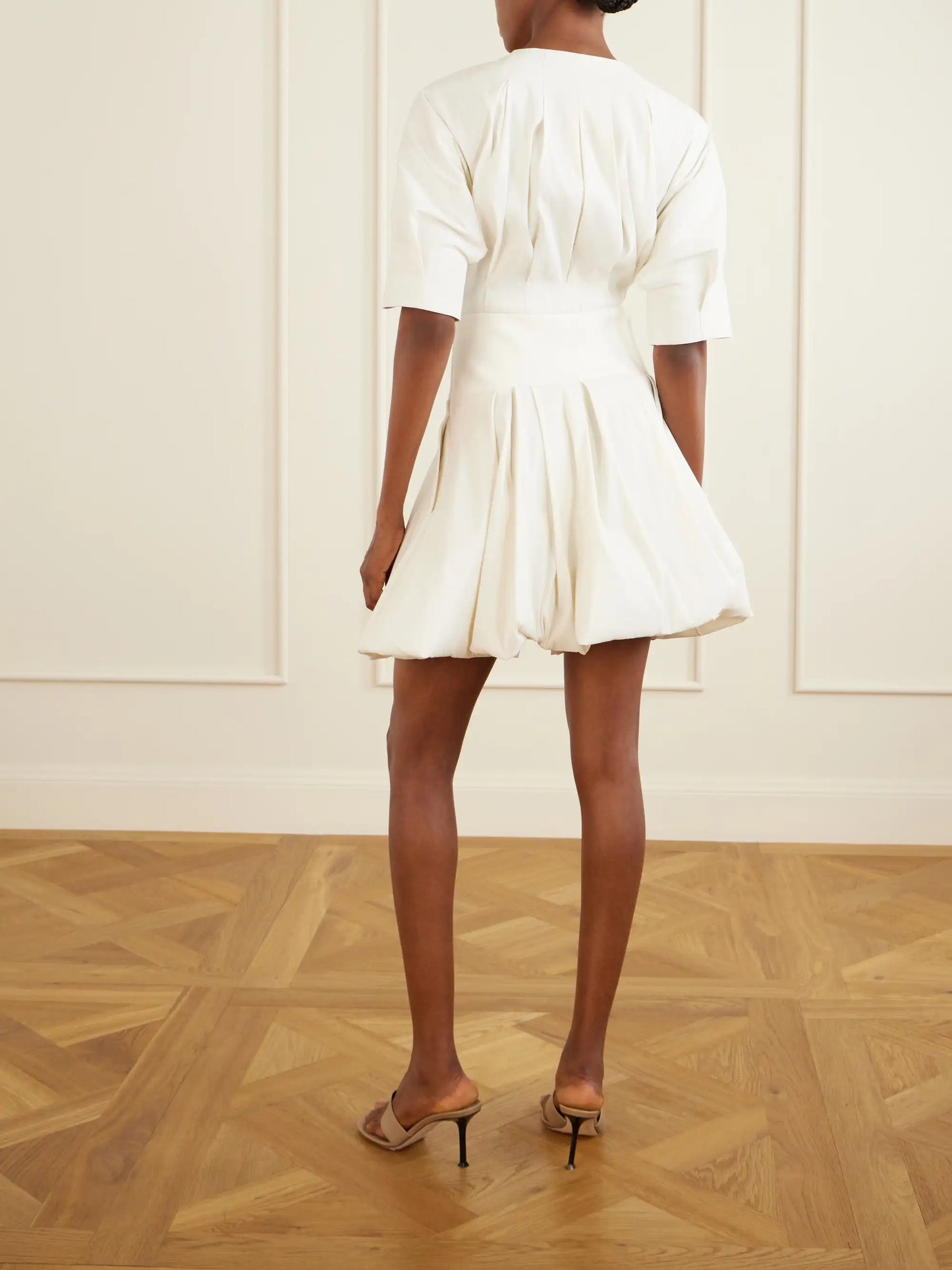 Risel Pleated Poplin Mini Dress