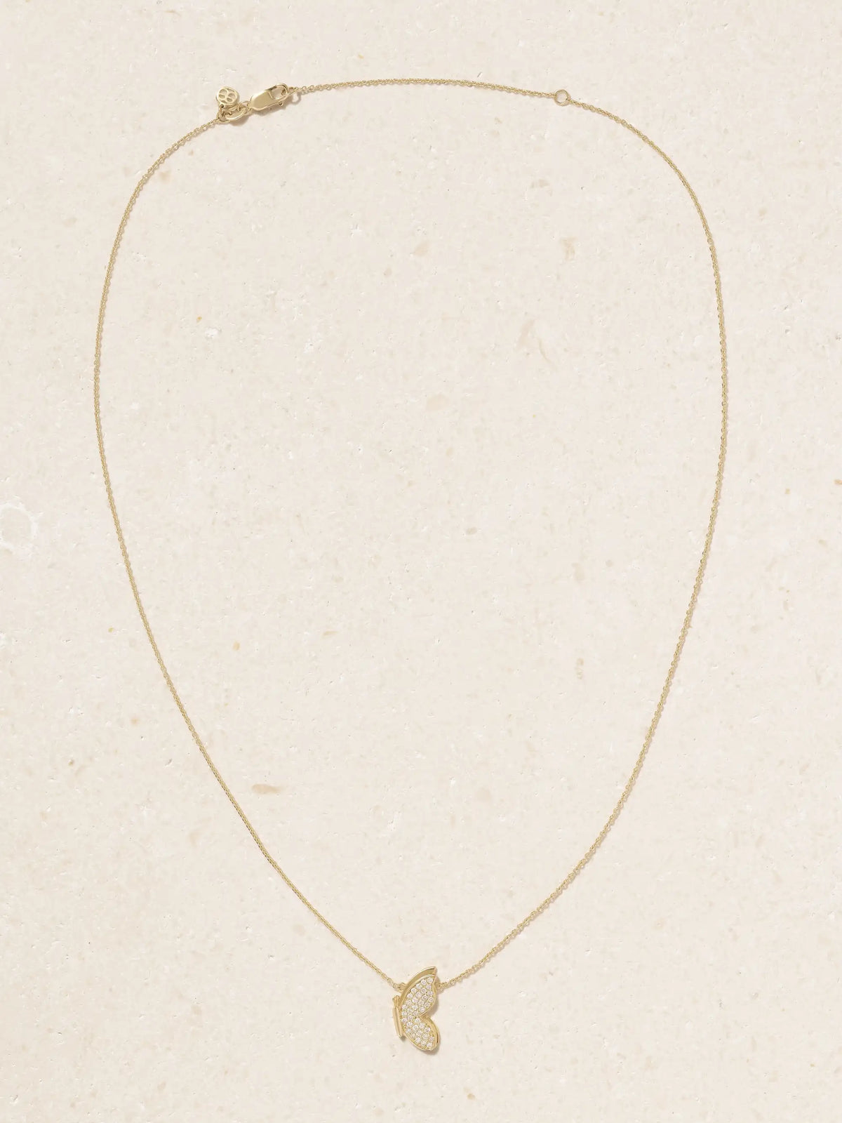 Small Flying Butterfly 14-karat Gold Diamond Necklace