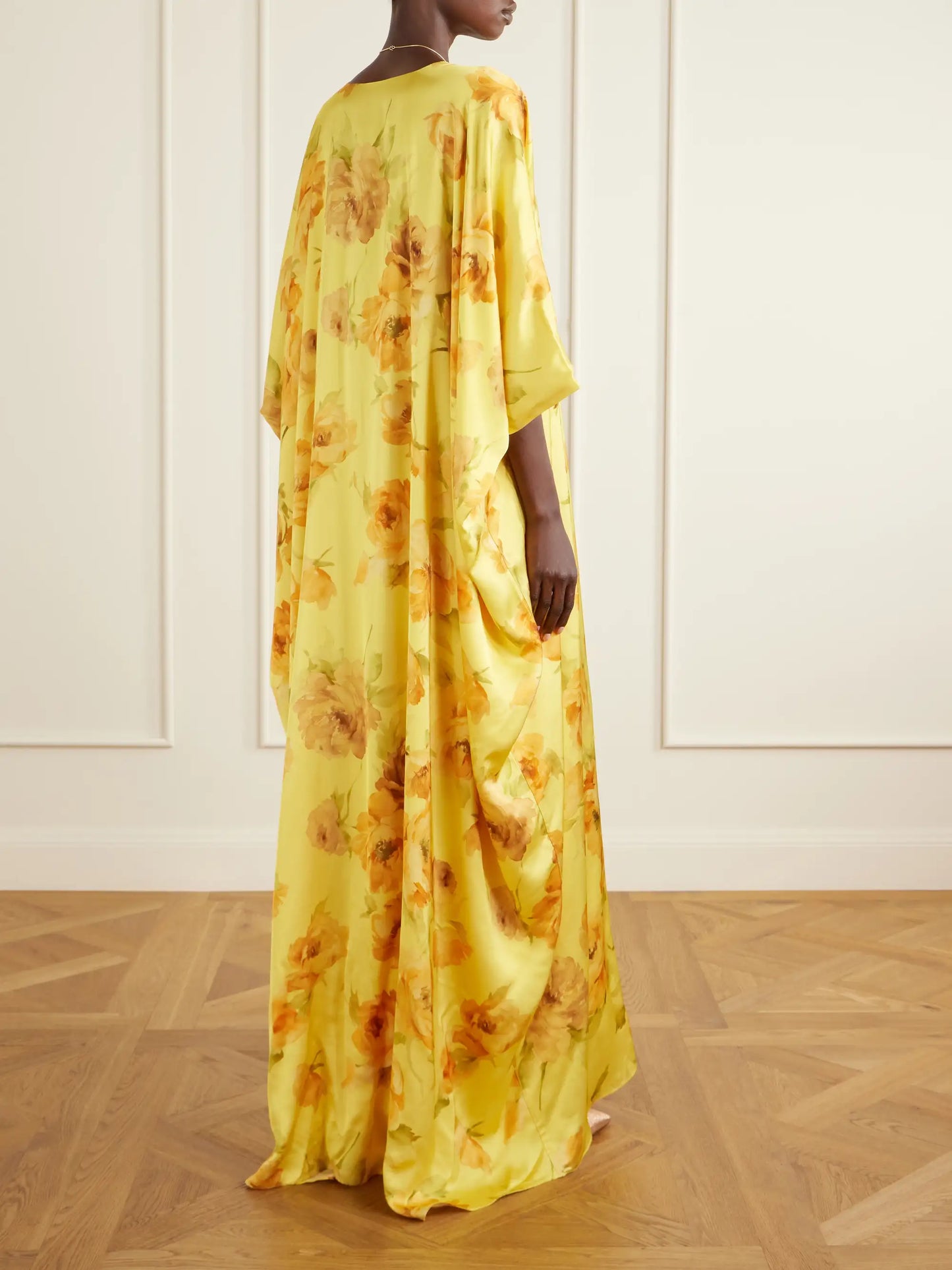 Floral-print Satin Gown