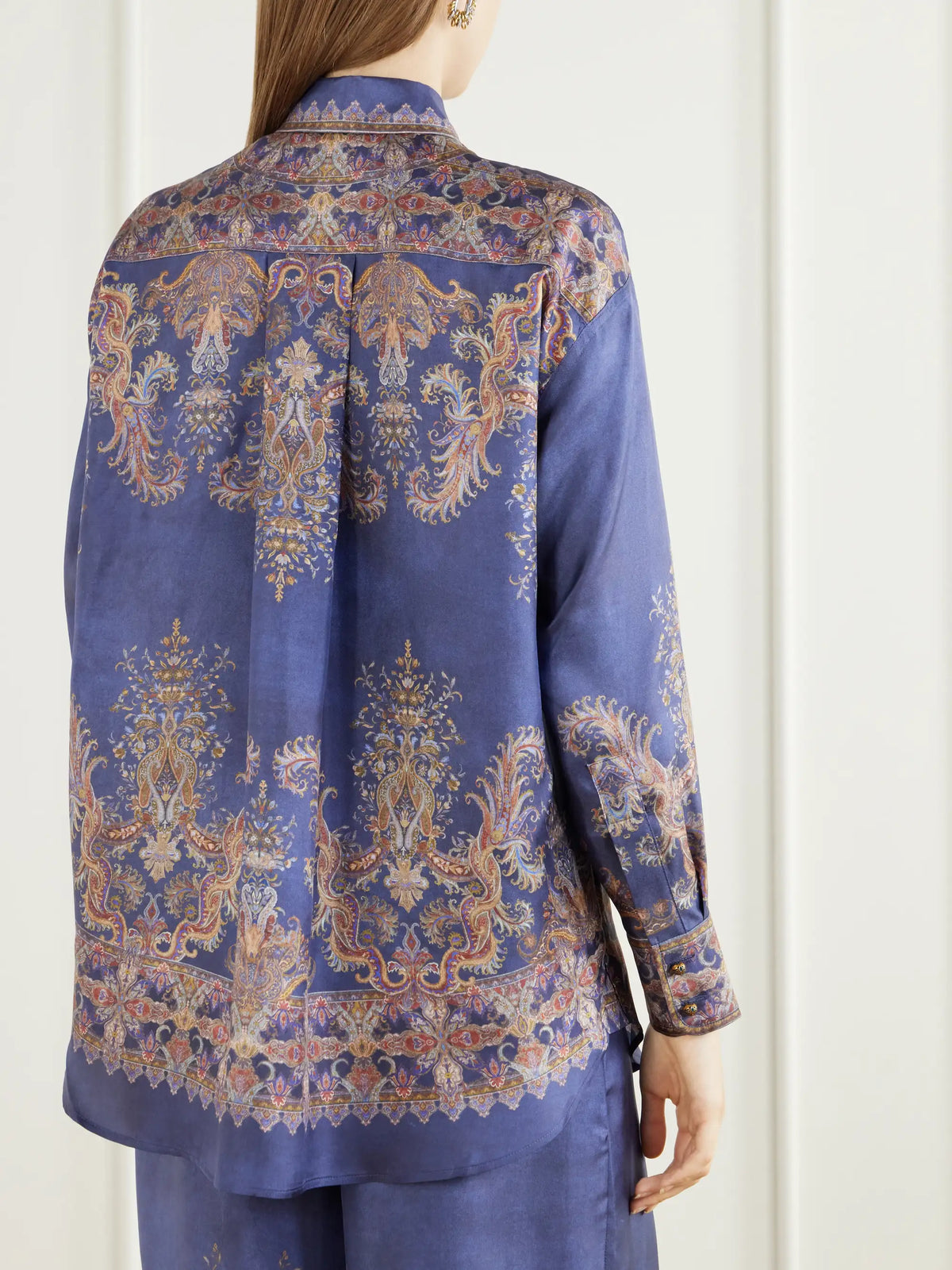 Zimmermann Valiant Pussy-bow Printed Silk-twill Shirt