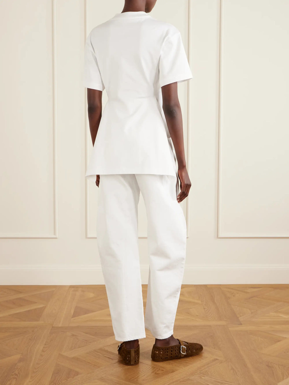 Alaïa Pleated Cotton-jersey T-shirt