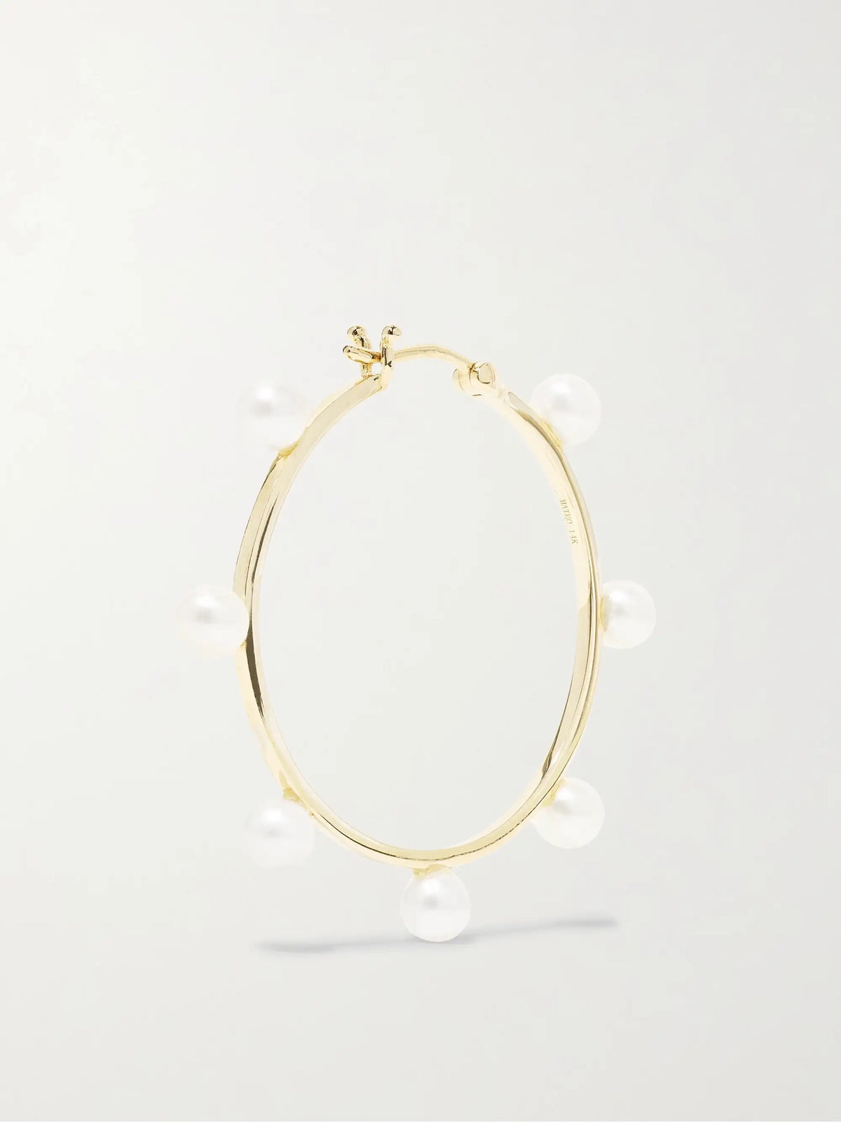 Large Dot 14-karat Gold Pearl Hoop Earrings