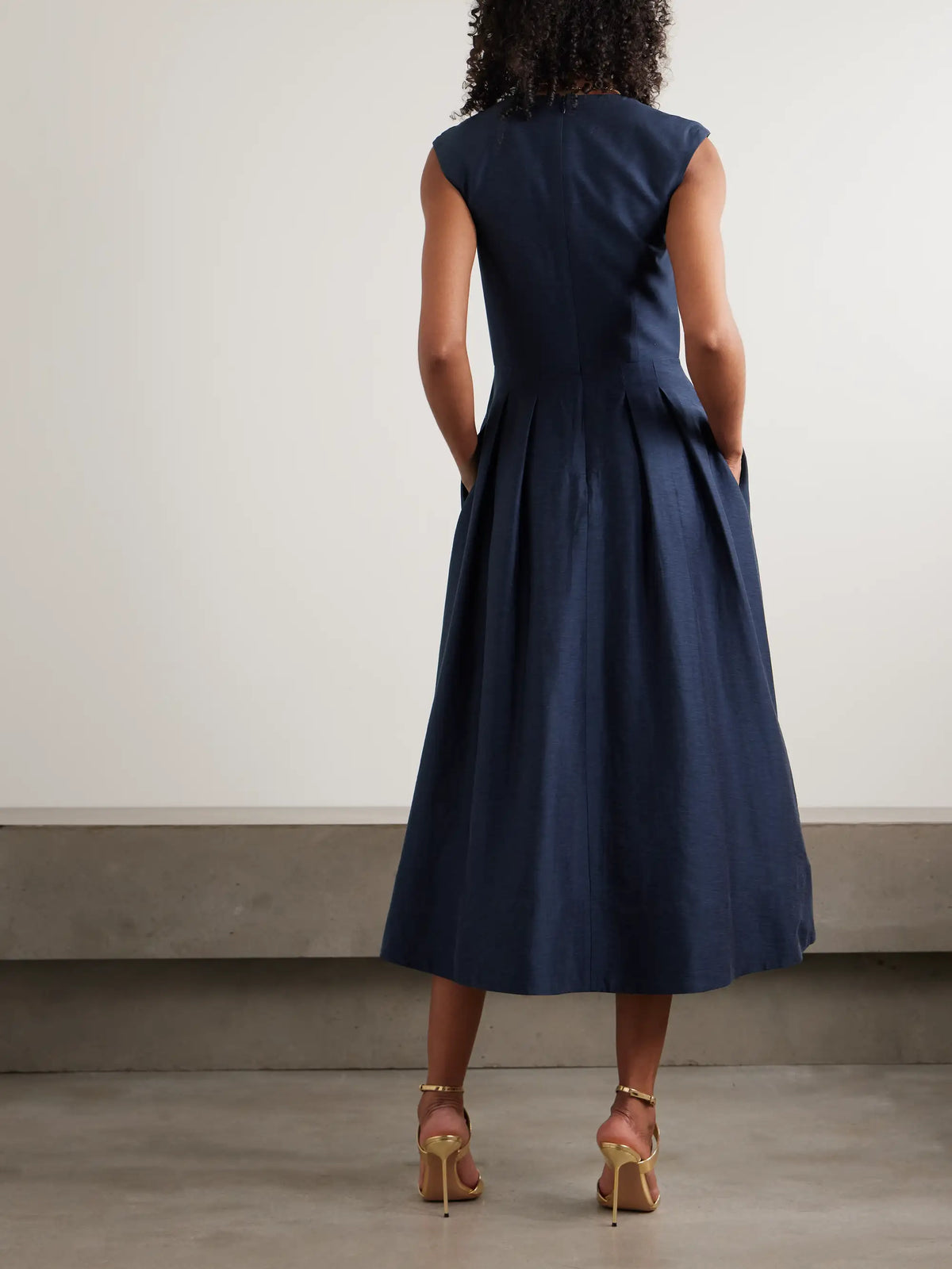 Rebecca Vallance Serenity Embellished Pleated Lyocell-blend Midi Dress