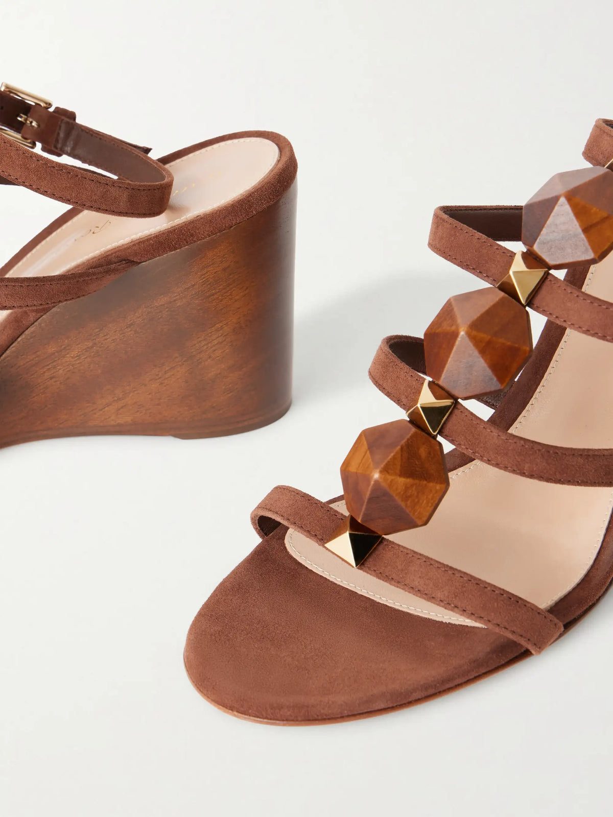 70 Embellished Suede Wedge Sandals