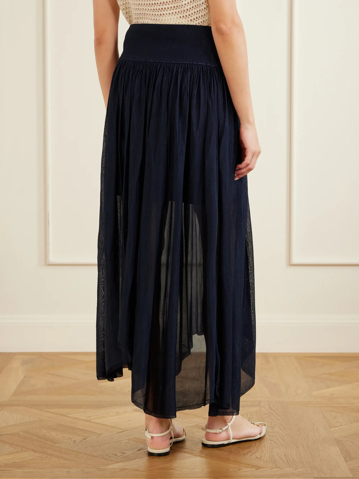 Maria McManus Asymmetrical Plissé Midi Skirt