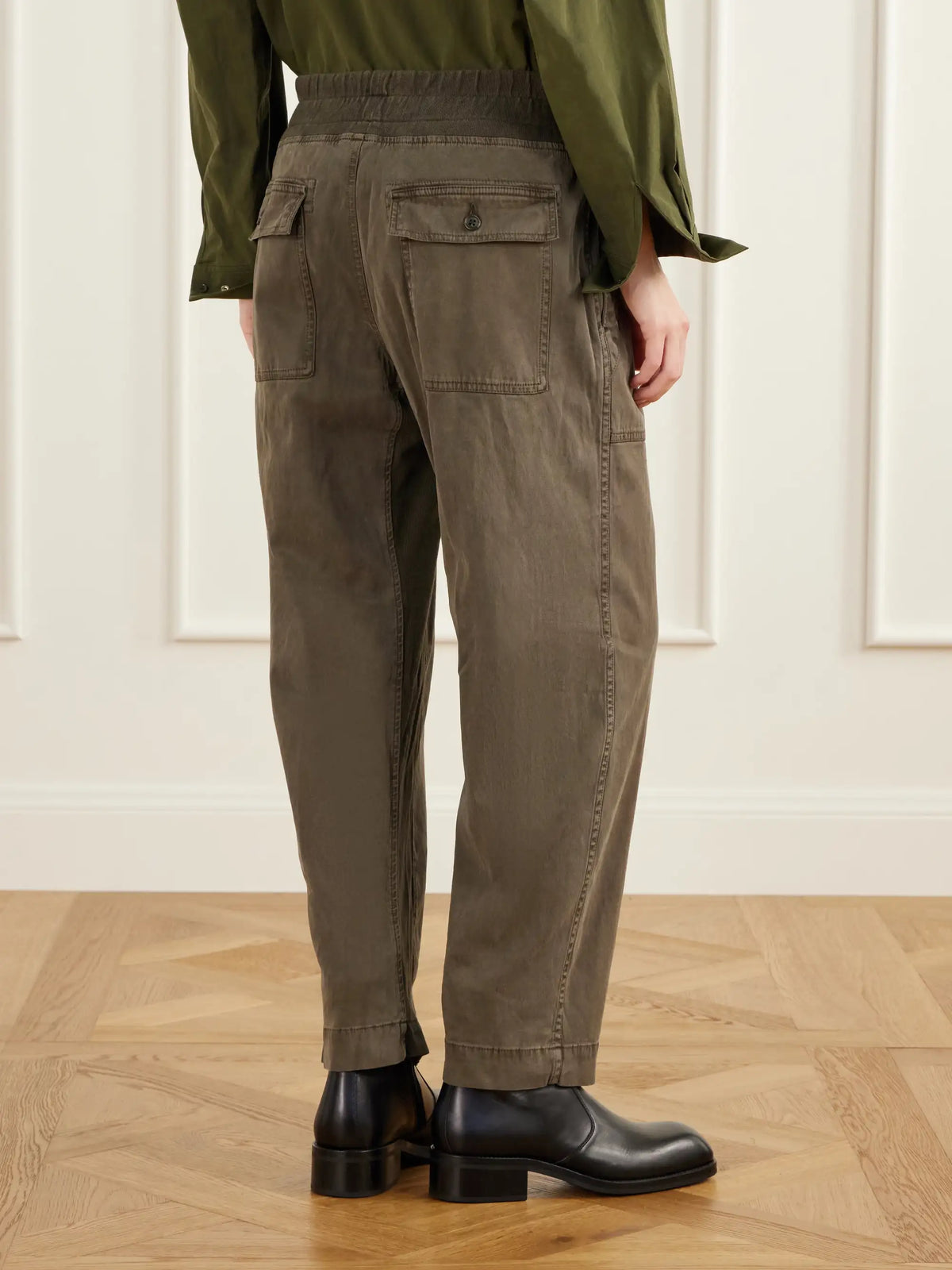 James Perse Rib-trimmed Cotton-twill Tapered Pants