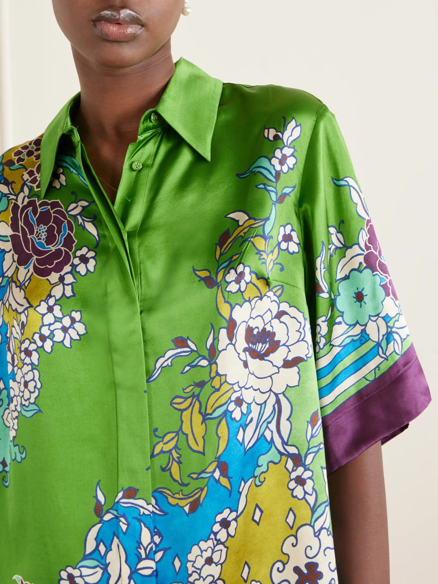 Nanci Printed Silk-satin Shirt