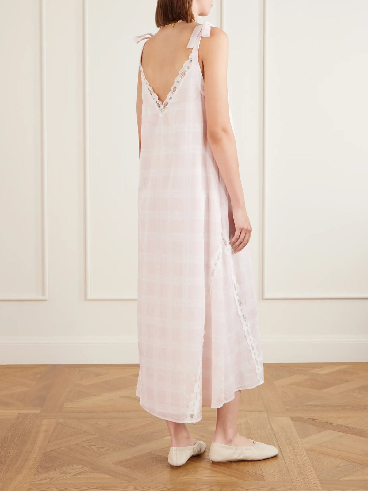 Posse Marylin Gingham Lace-trimmed Cotton Maxi Dress