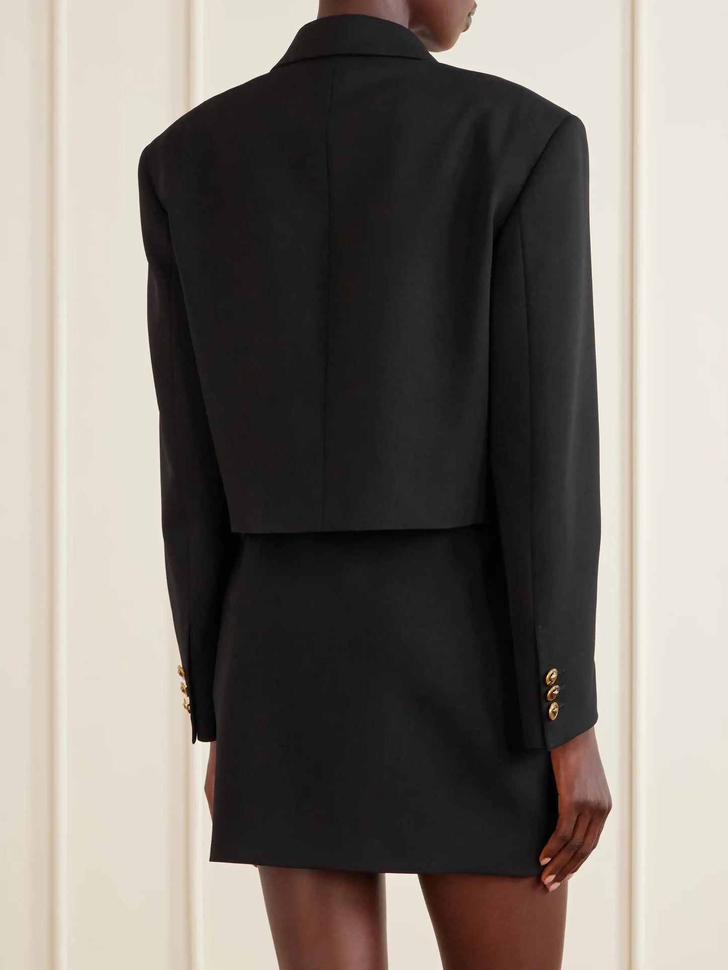 Medusa-embellished Cropped Wool Jacket