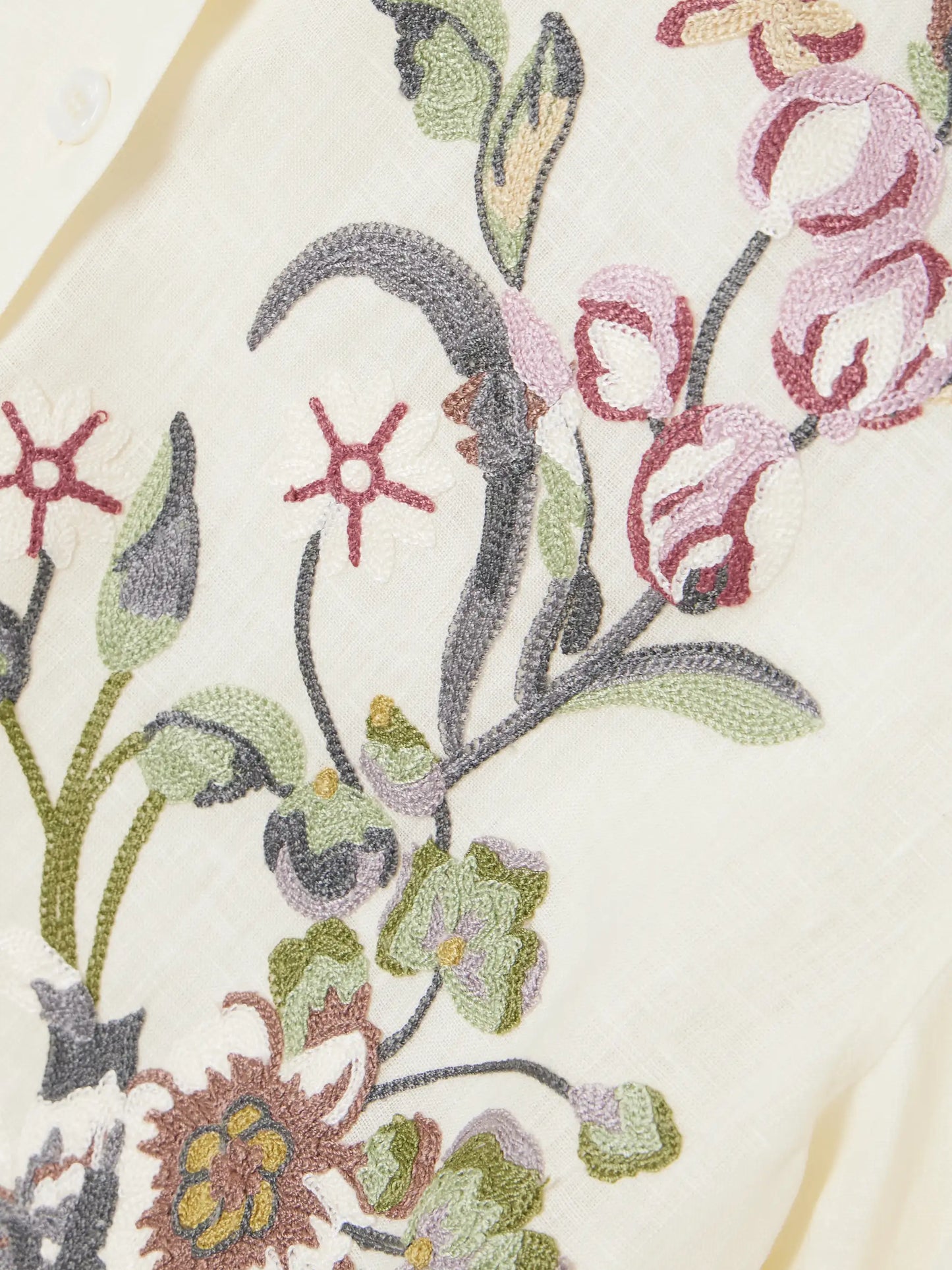 Silk-trimmed Embroidered Linen Shirt