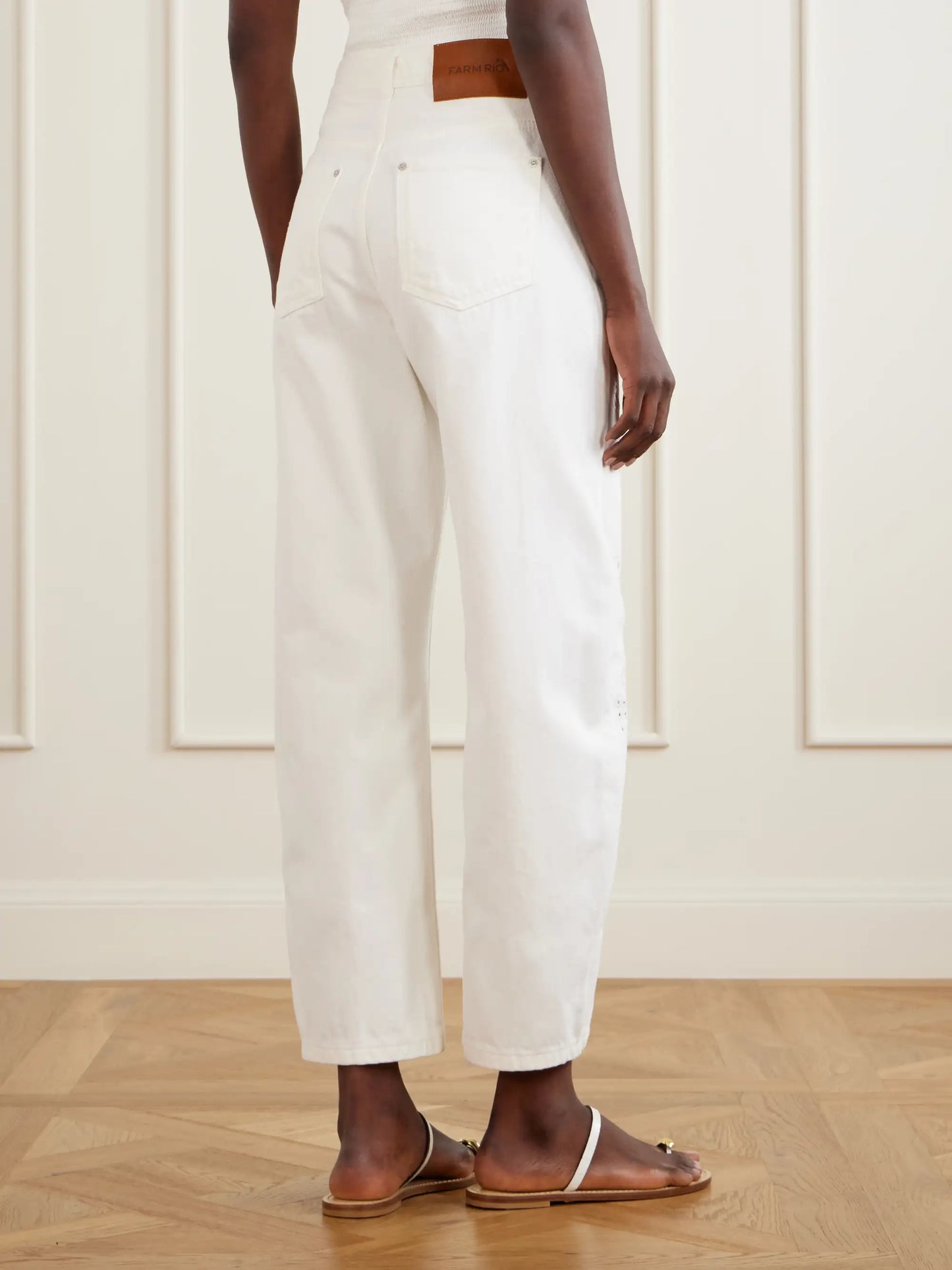 Richelieu Broderie Anglaise-trimmed Mid-rise Straight-leg Jeans