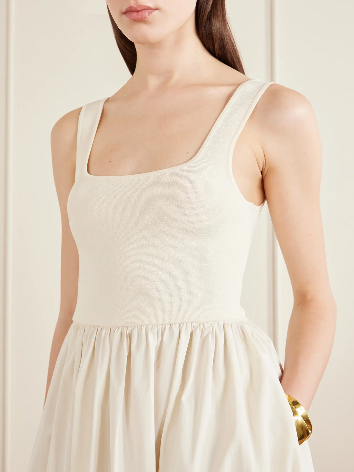 Matteau Cotton-poplin And Stretch-knit Maxi Dress