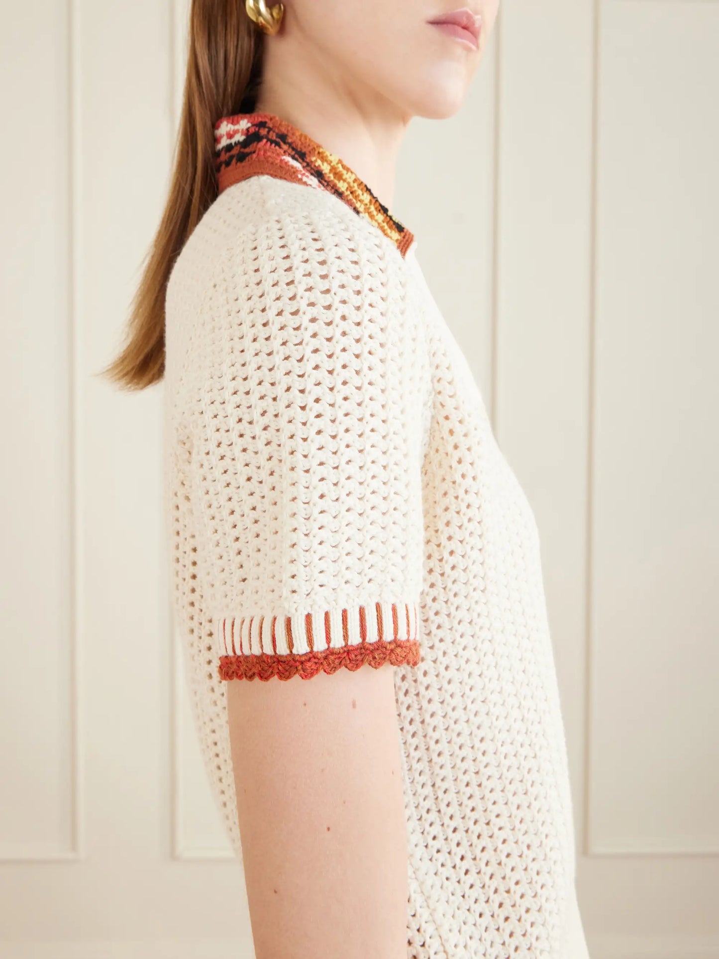 Lauri Crocheted Cotton Polo Shirt