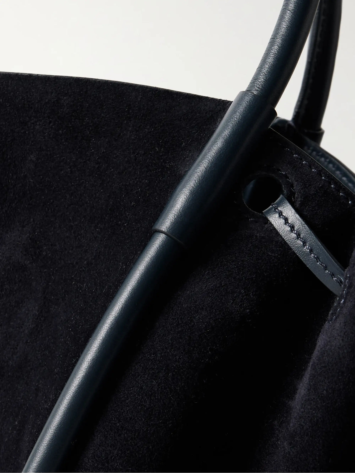 Large Leather-trimmed Ruched Suede Tote