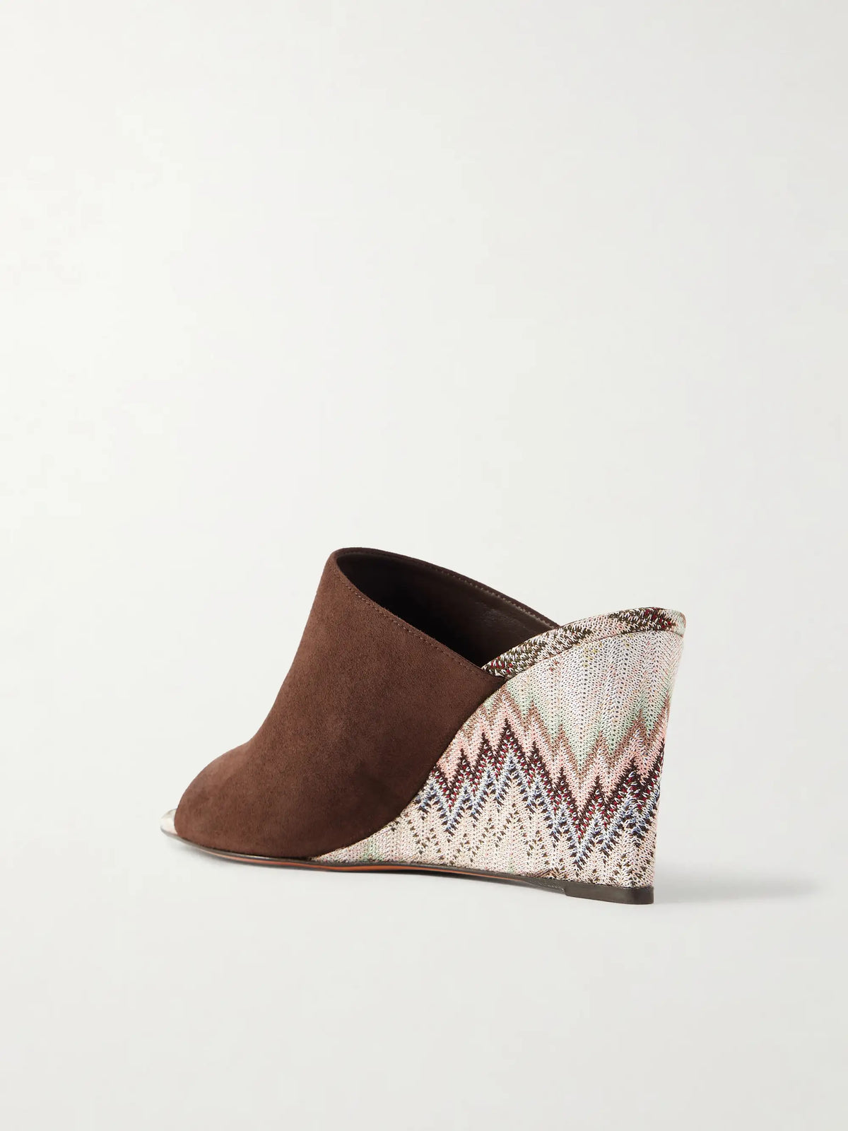 Mabel Striped Woven Suede Wedge Mules