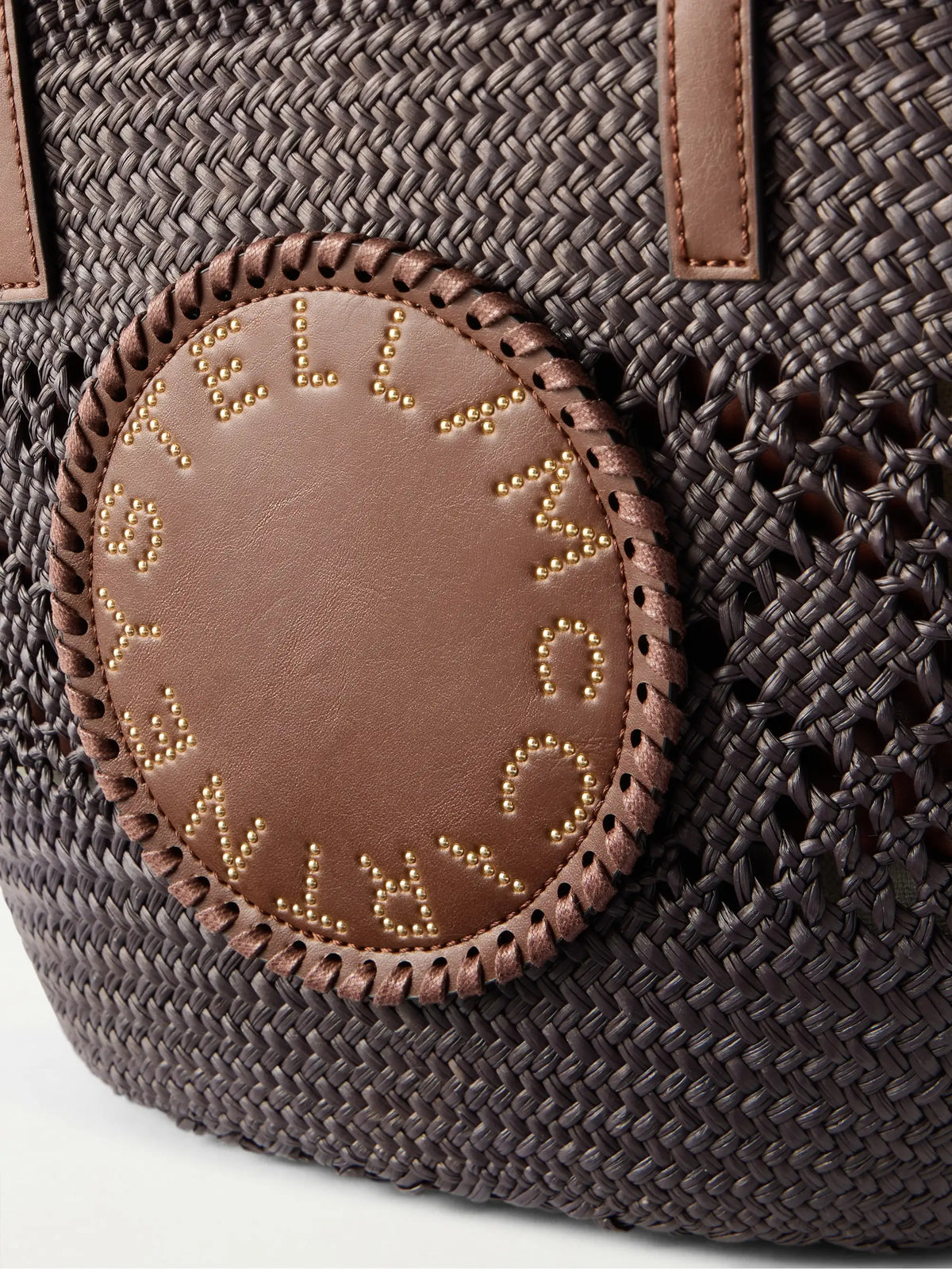 Small Vegetarian Leather-trimmed Raffia Tote