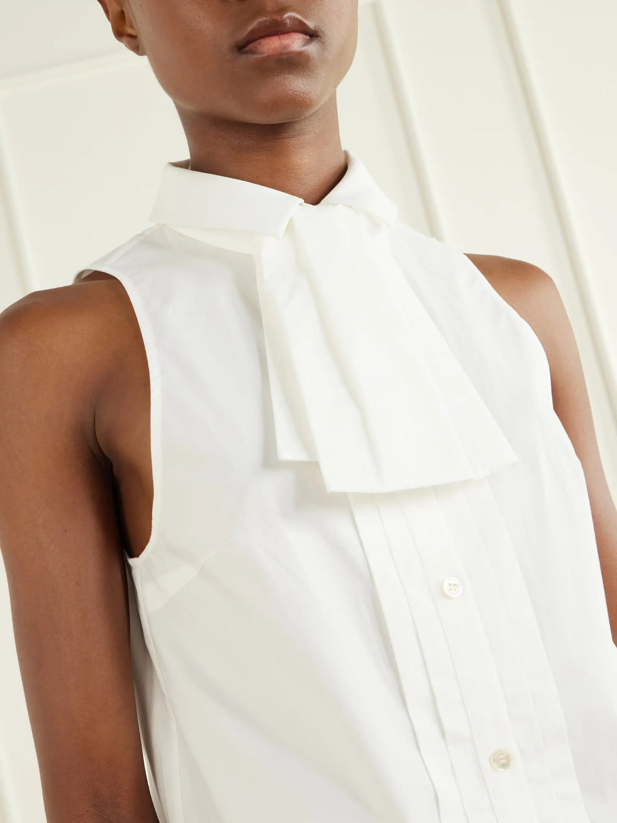 SHUSHU/TONG Tie-detailed Cotton-poplin Blouse