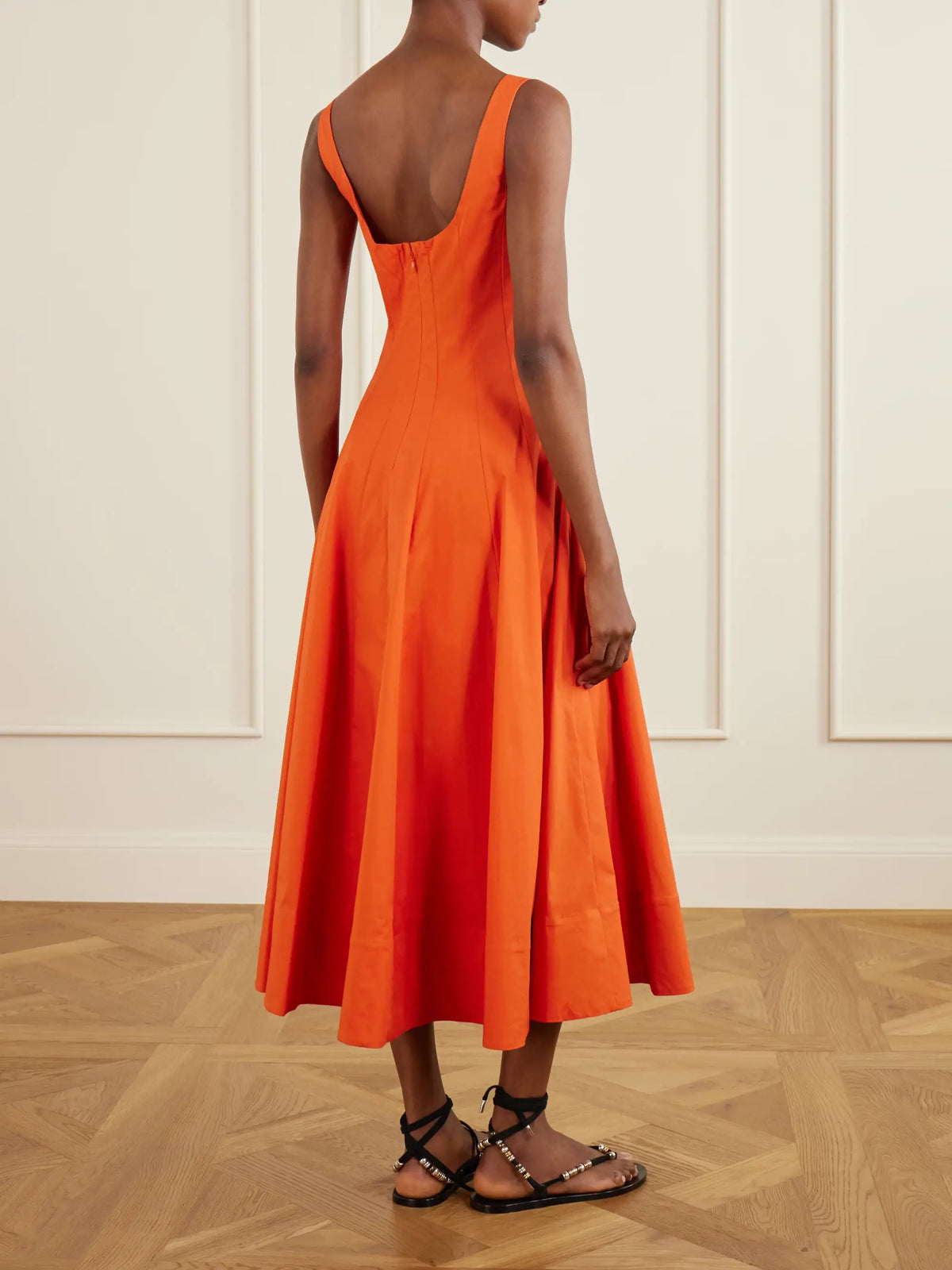 Wells Pleated Cotton-blend Poplin Midi Dress