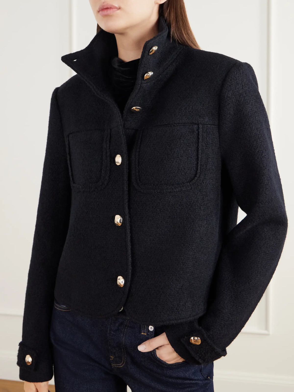 SIMKHAI Wilcox Cropped Wool-blend Bouclé Jacket
