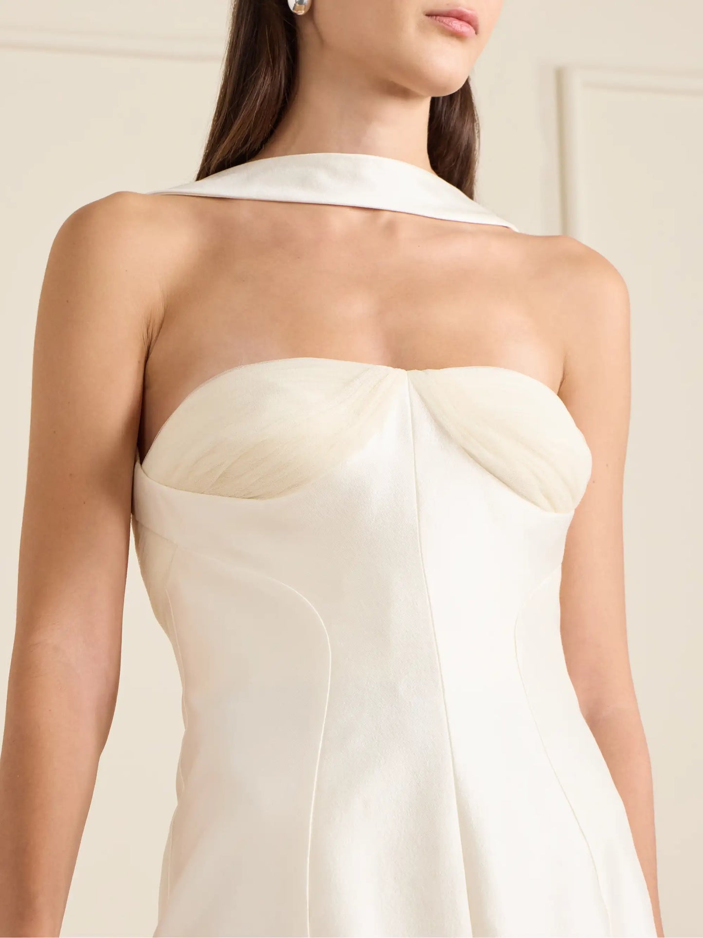 Lette Tulle-trimmed Wool And Silk-blend Twill Gown