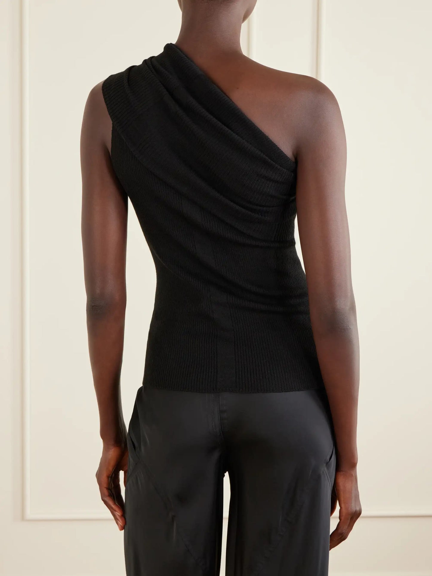 Athena One-shoulder Ribbed-knit Wool Top