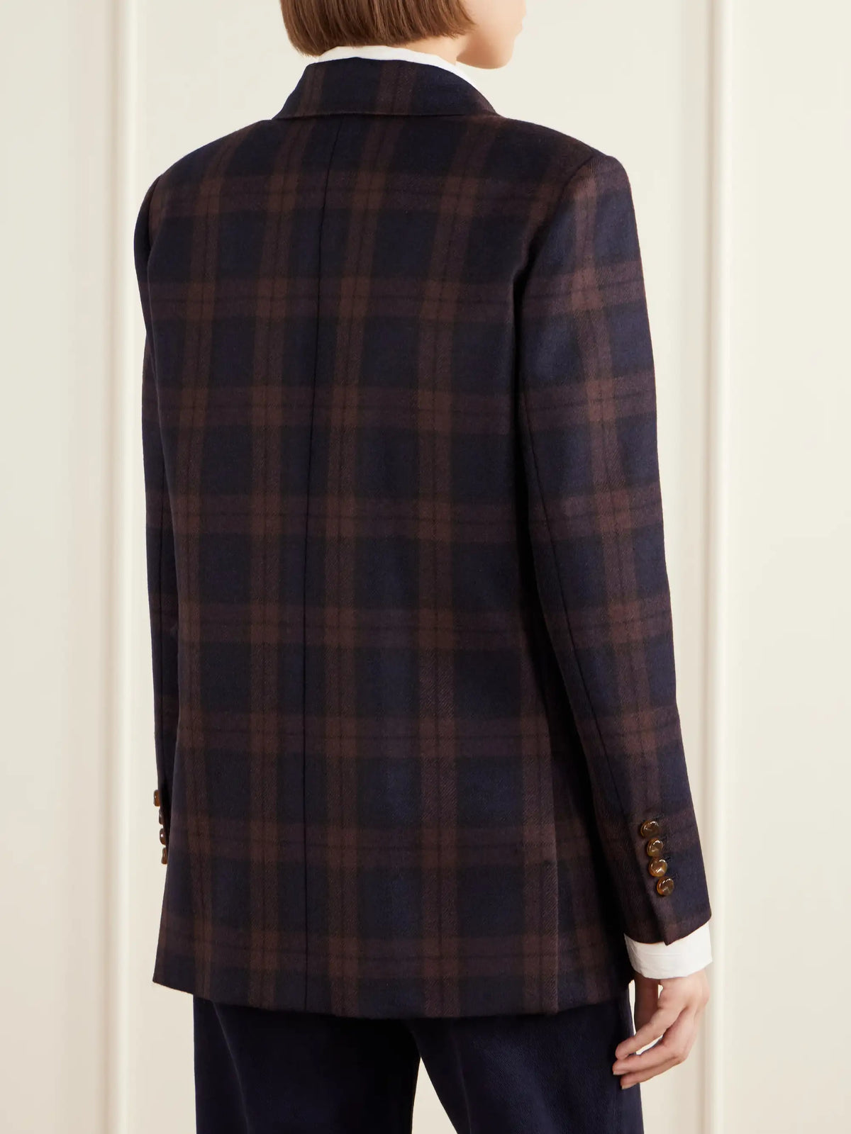 BLAZÉ Milano Everynight Checked Double-breasted Wool Blazer