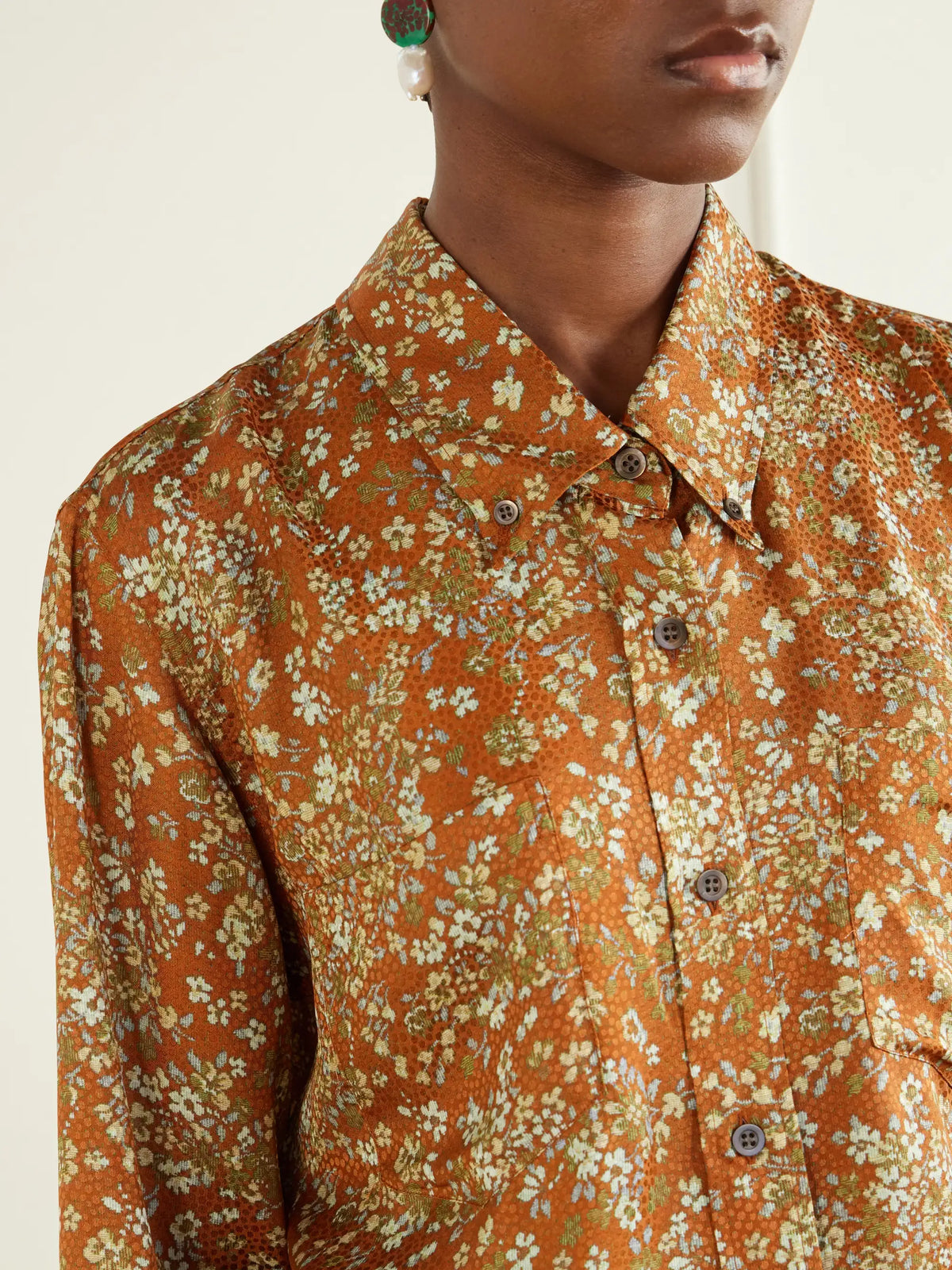 Dries Van Noten Floral-jacquard Printed Satin Shirt