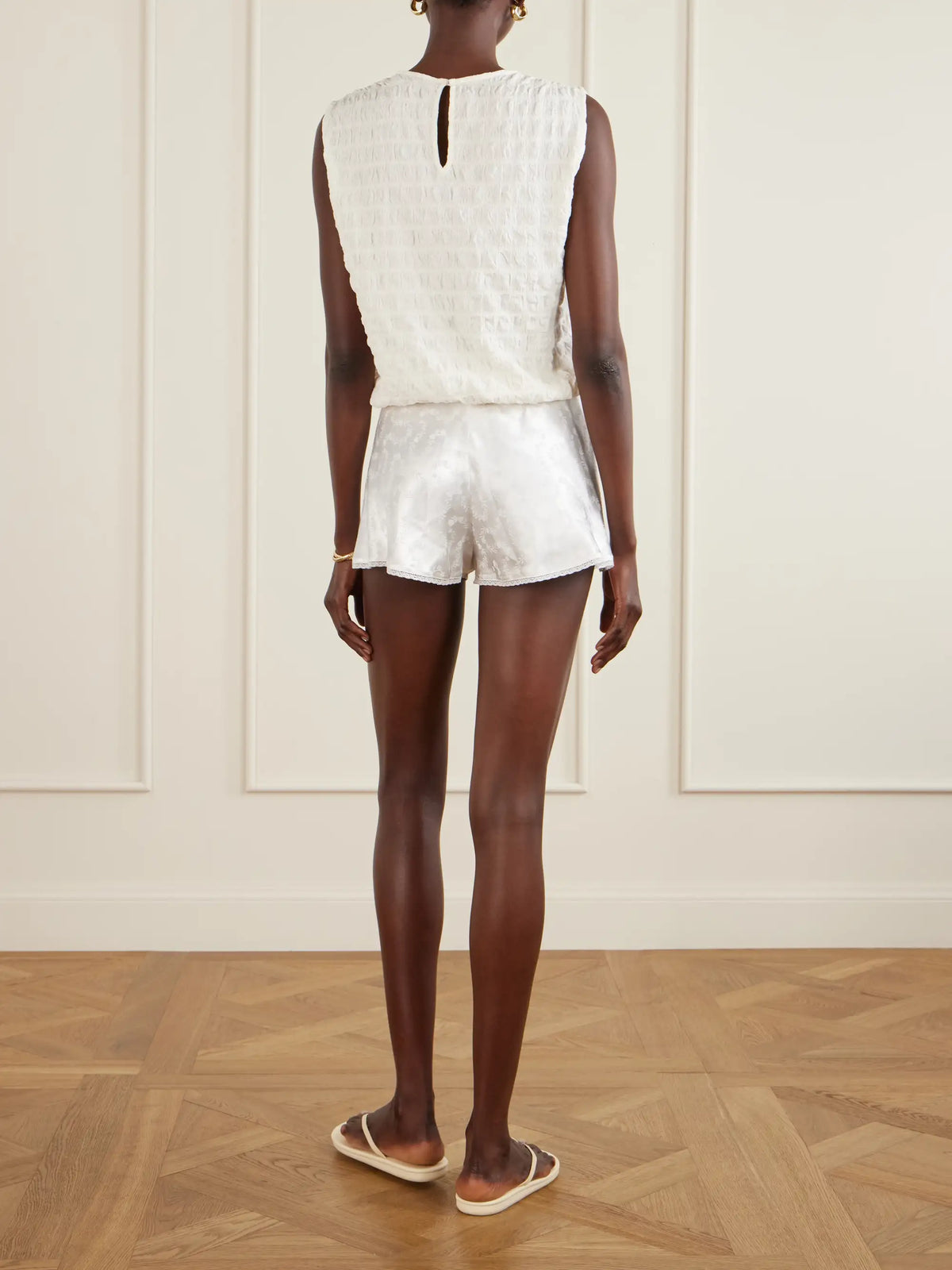 DÔEN Loren Floral Lenzing Ecovero-blend Satin-jacquard Shorts