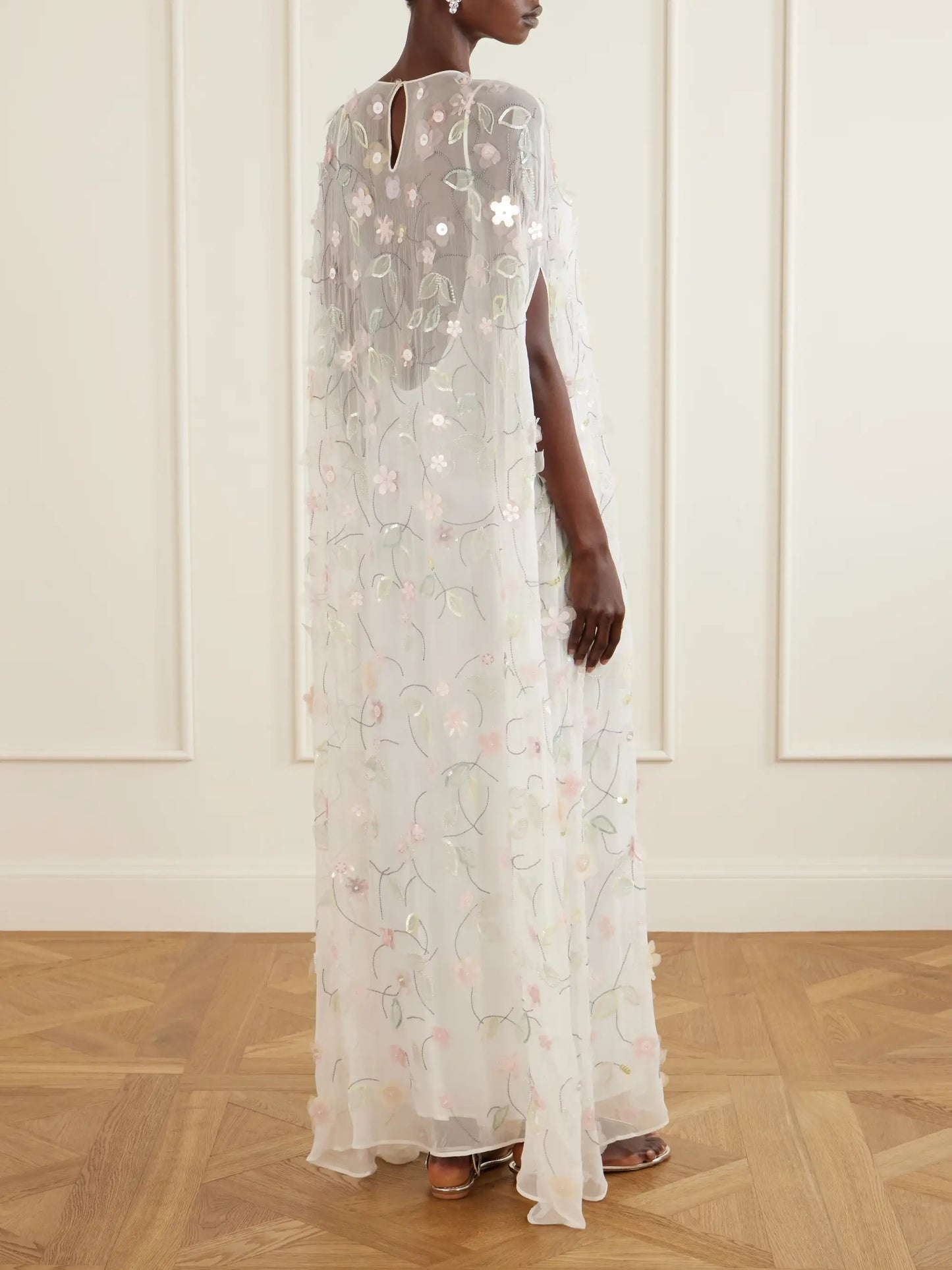 Embroidered Sequin-detailed Recycled Chiffon Gown