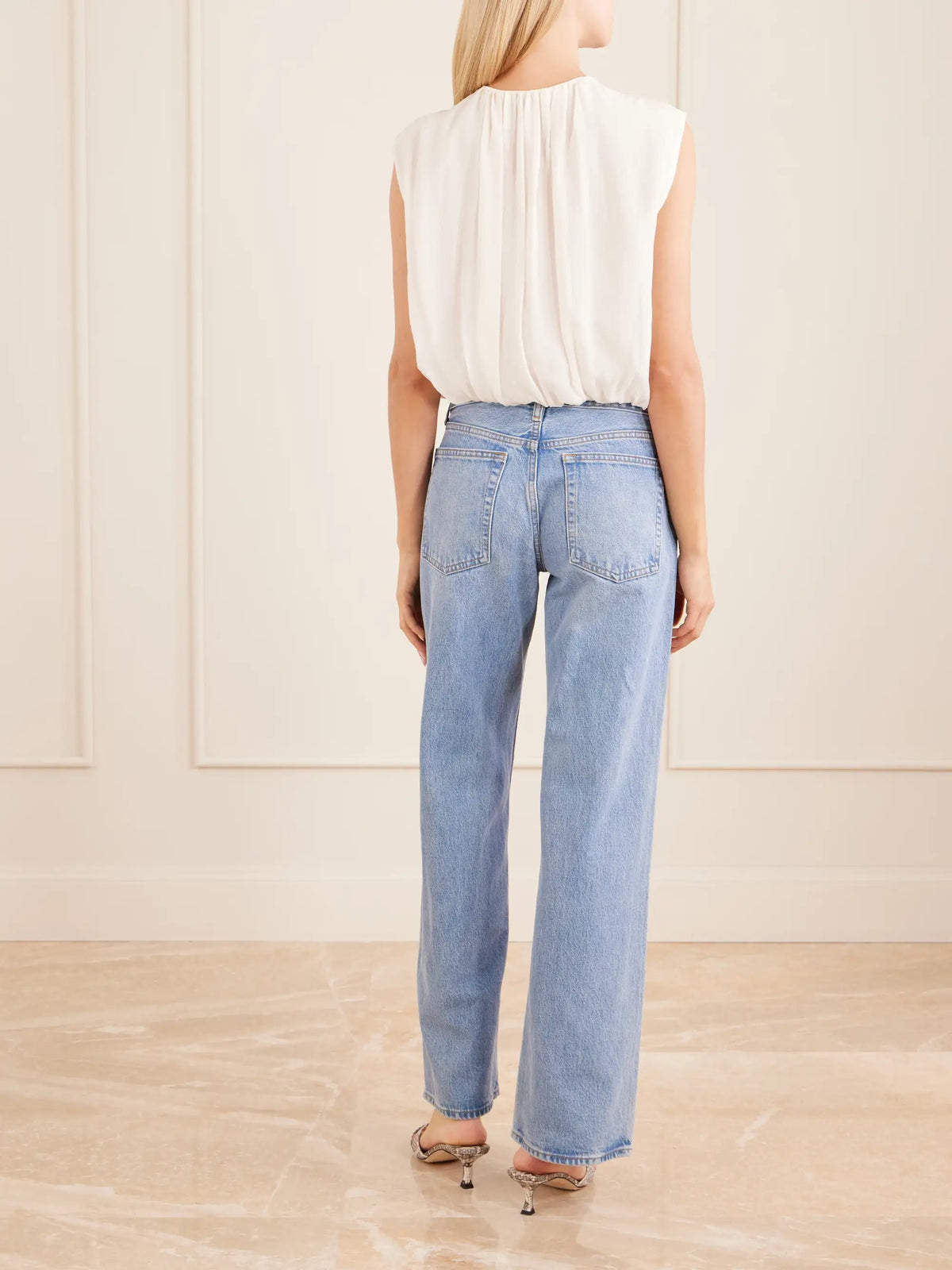 FRAME Wave Cropped Silk Top