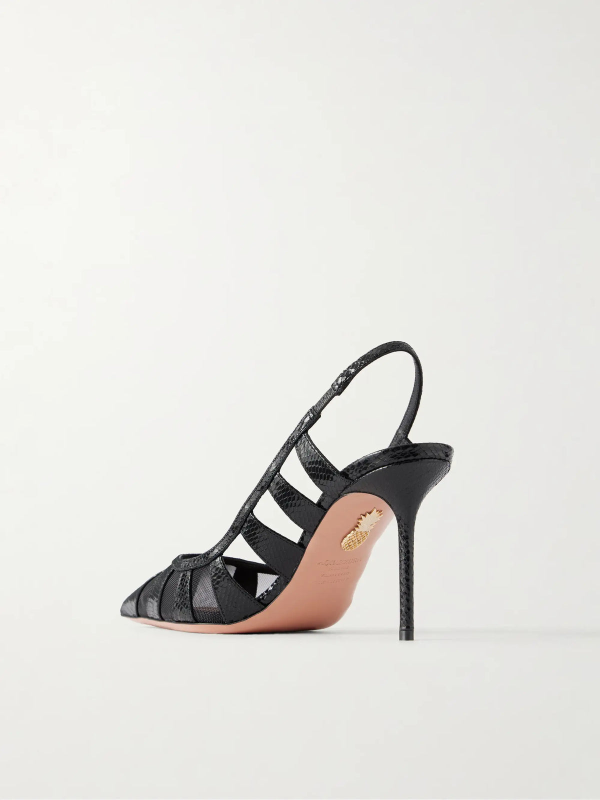 Screen 85 Cutout Mesh-trimmed Leather Pumps
