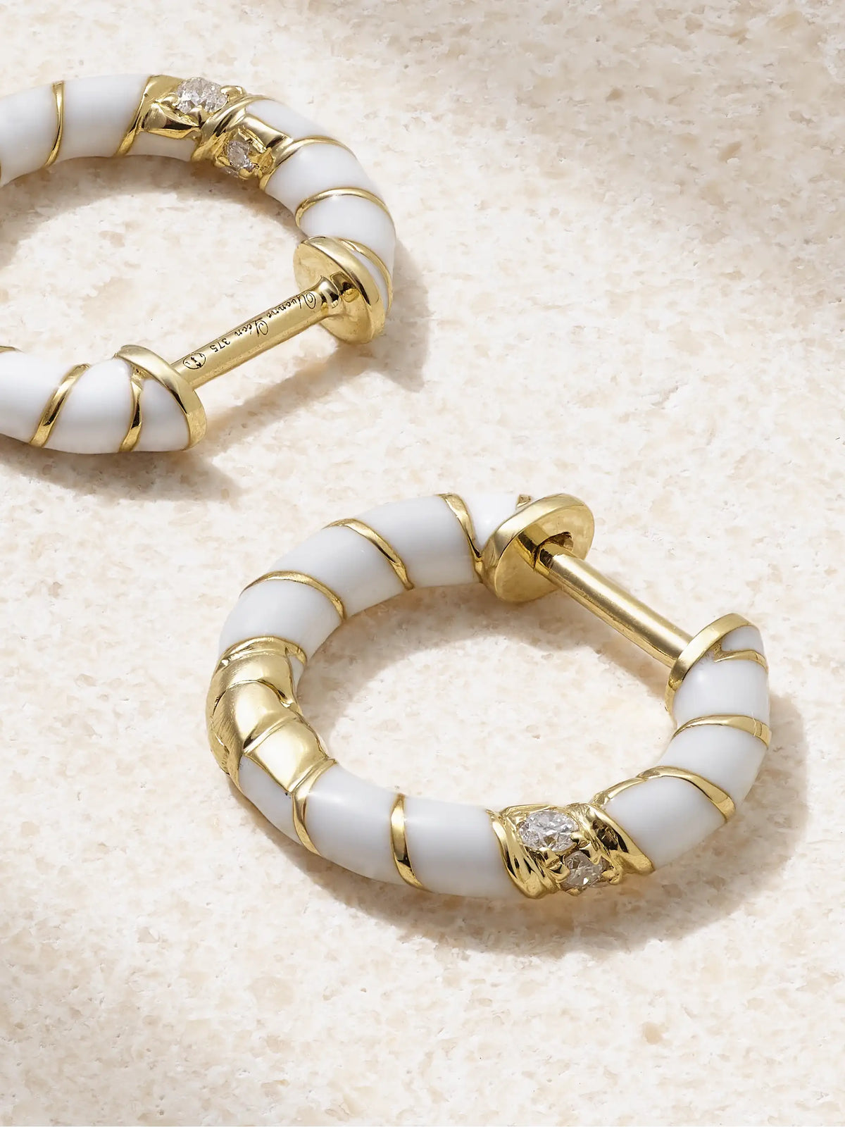 9-karat Gold, Enamel And Diamond Hoop Earrings