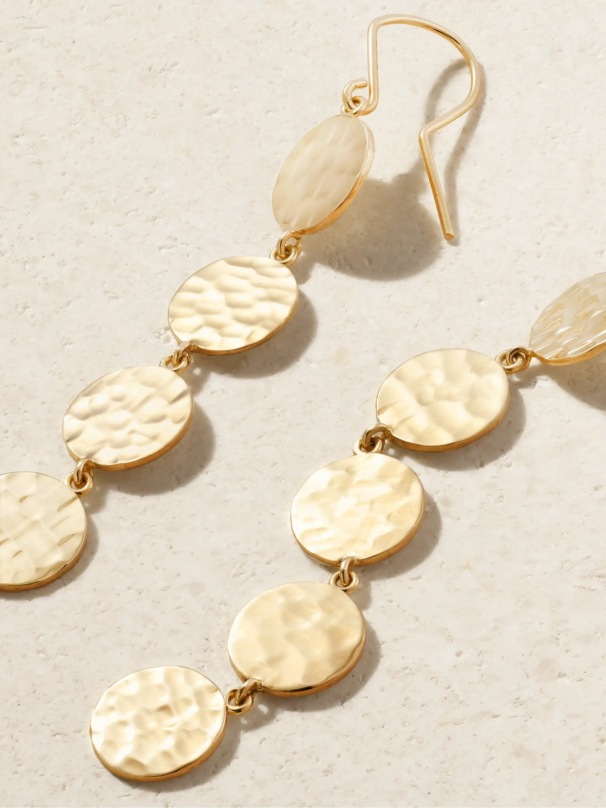 Mini Hammered Disc 18-karat Gold Earrings