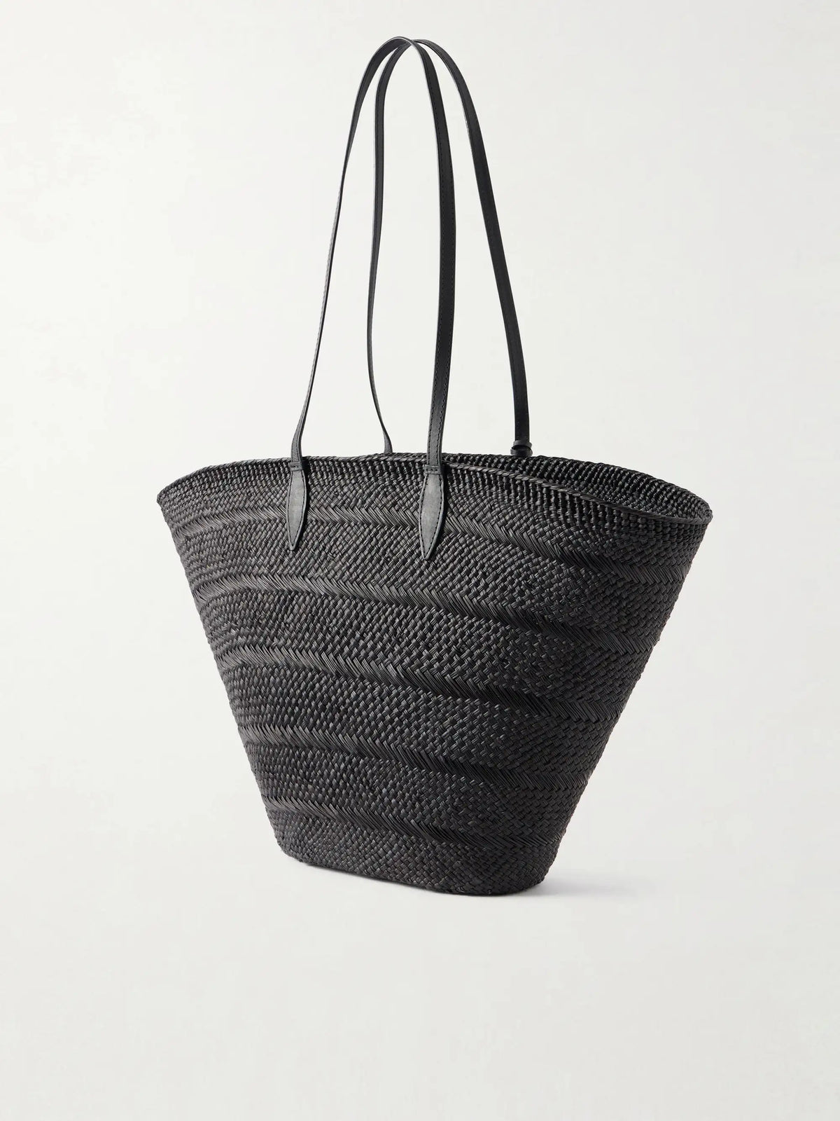 Market Leather-trimmed Woven Iraca Tote