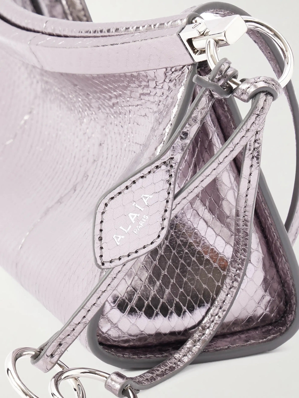 Le Click E/w Small Metallic Snakeskin Shoulder Bag