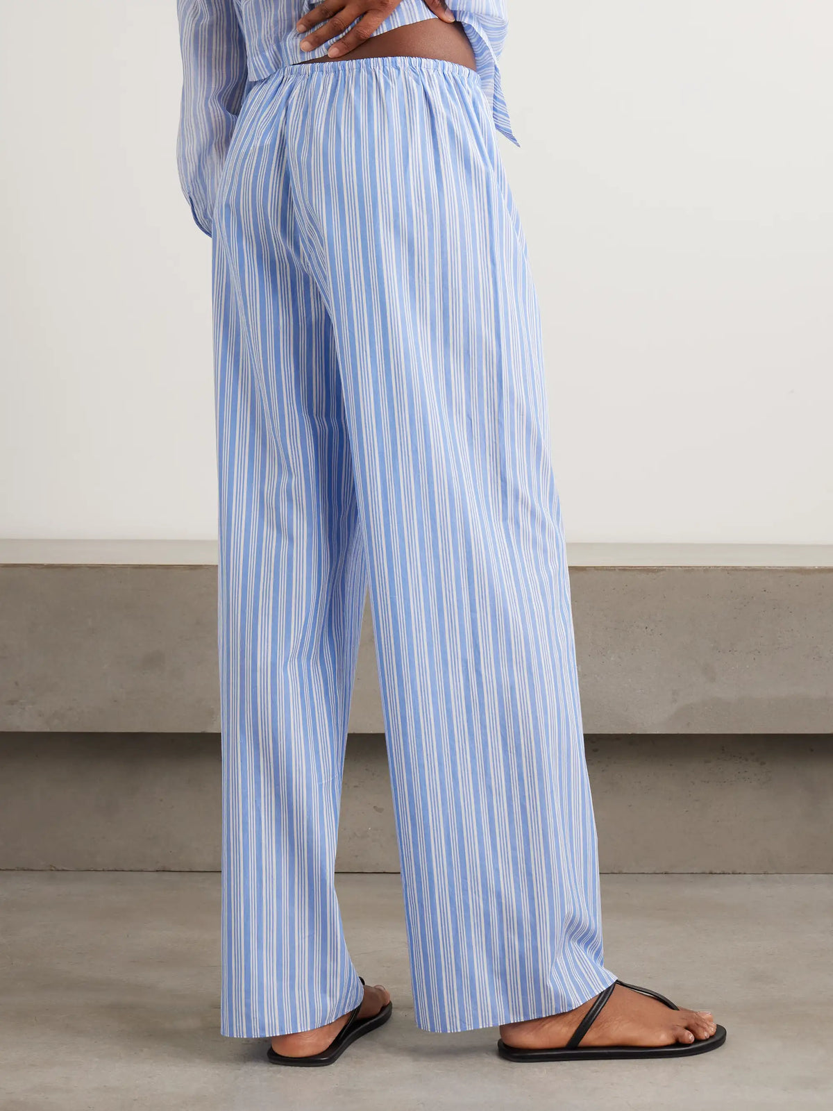 DÔEN Lavona Striped Organic Cotton Straight-leg Pants
