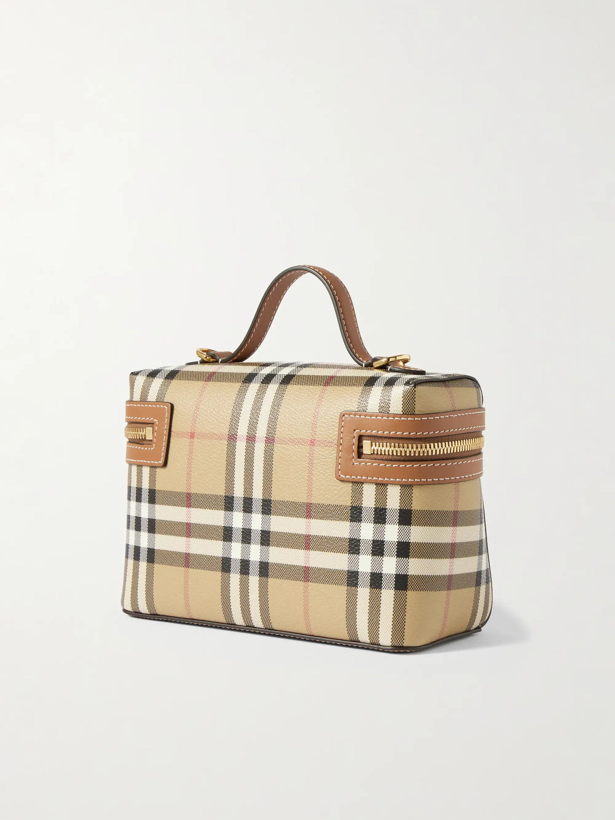 Leather-trimmed Checked Vanity Bag
